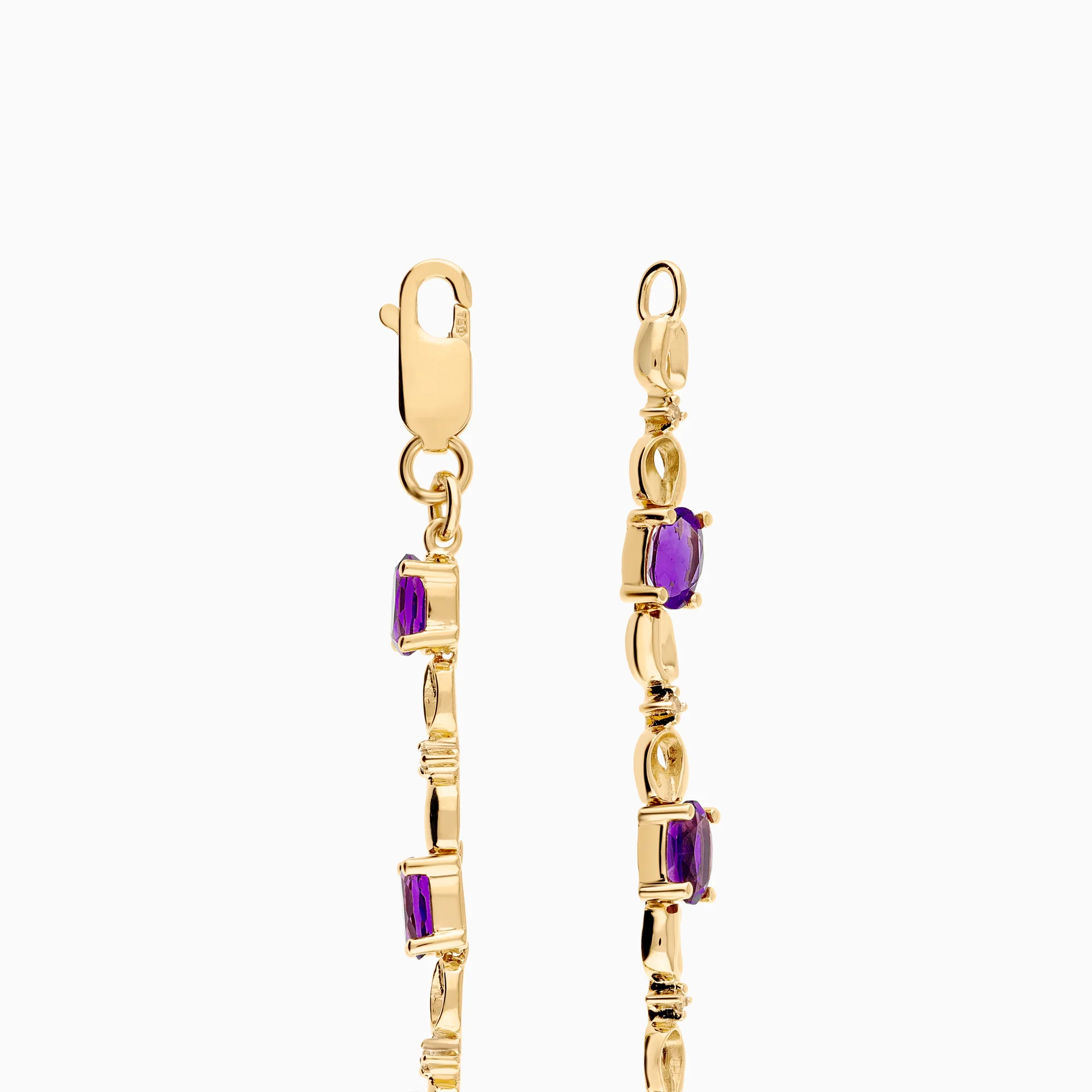 Gemstone bracelet with amethysts, 9.57g, 18K gold - Image 3