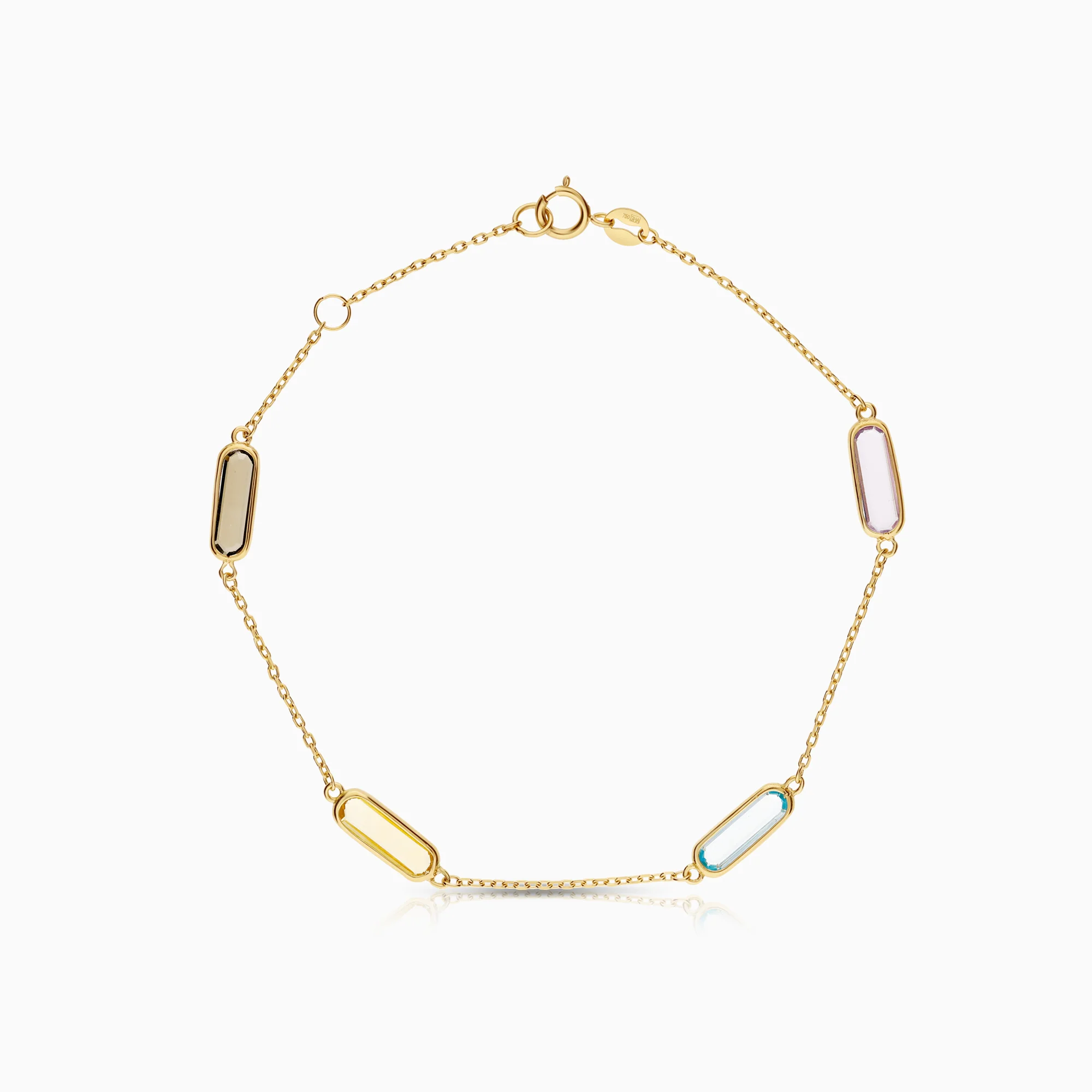 Gemstone bracelet with topaz, amethyst, citrine and smoky quartz 2.05g 18K gold