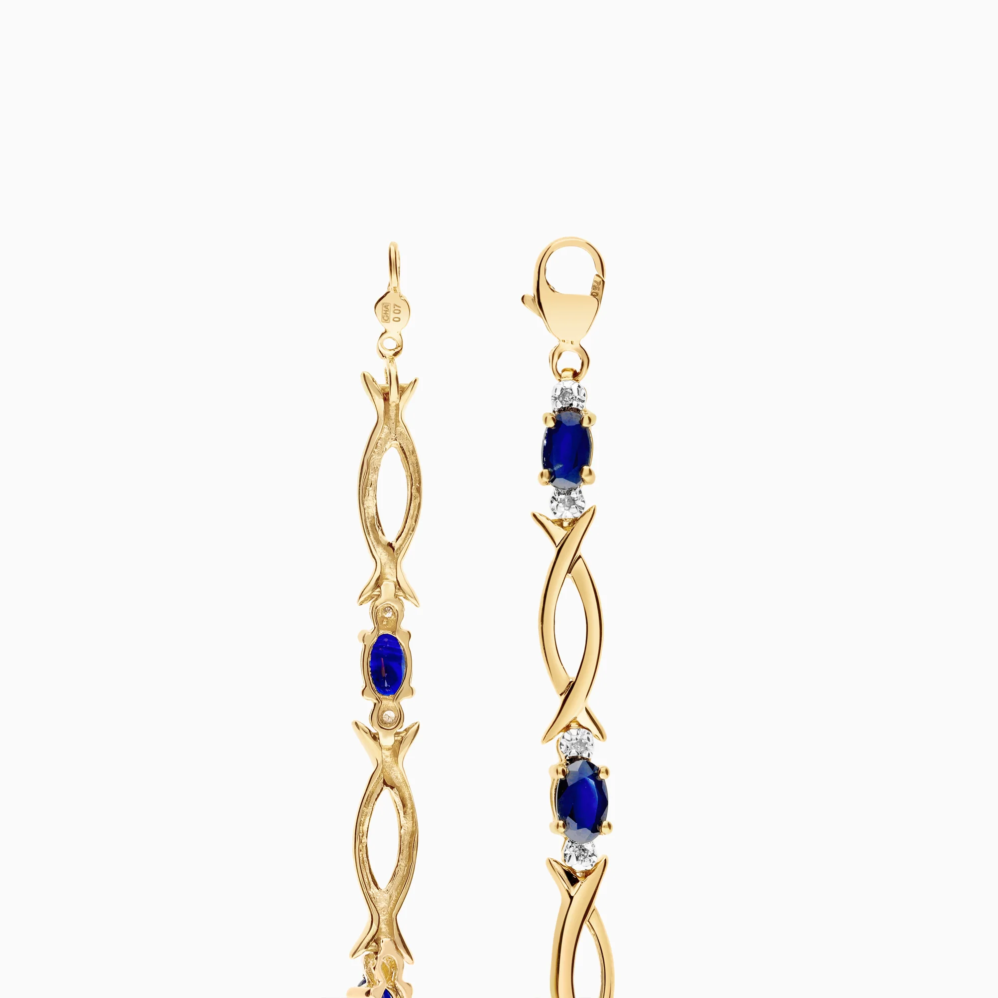 Gemstone bracelet with sapphires and diamonds 0.07ct 18K gold - Image 2