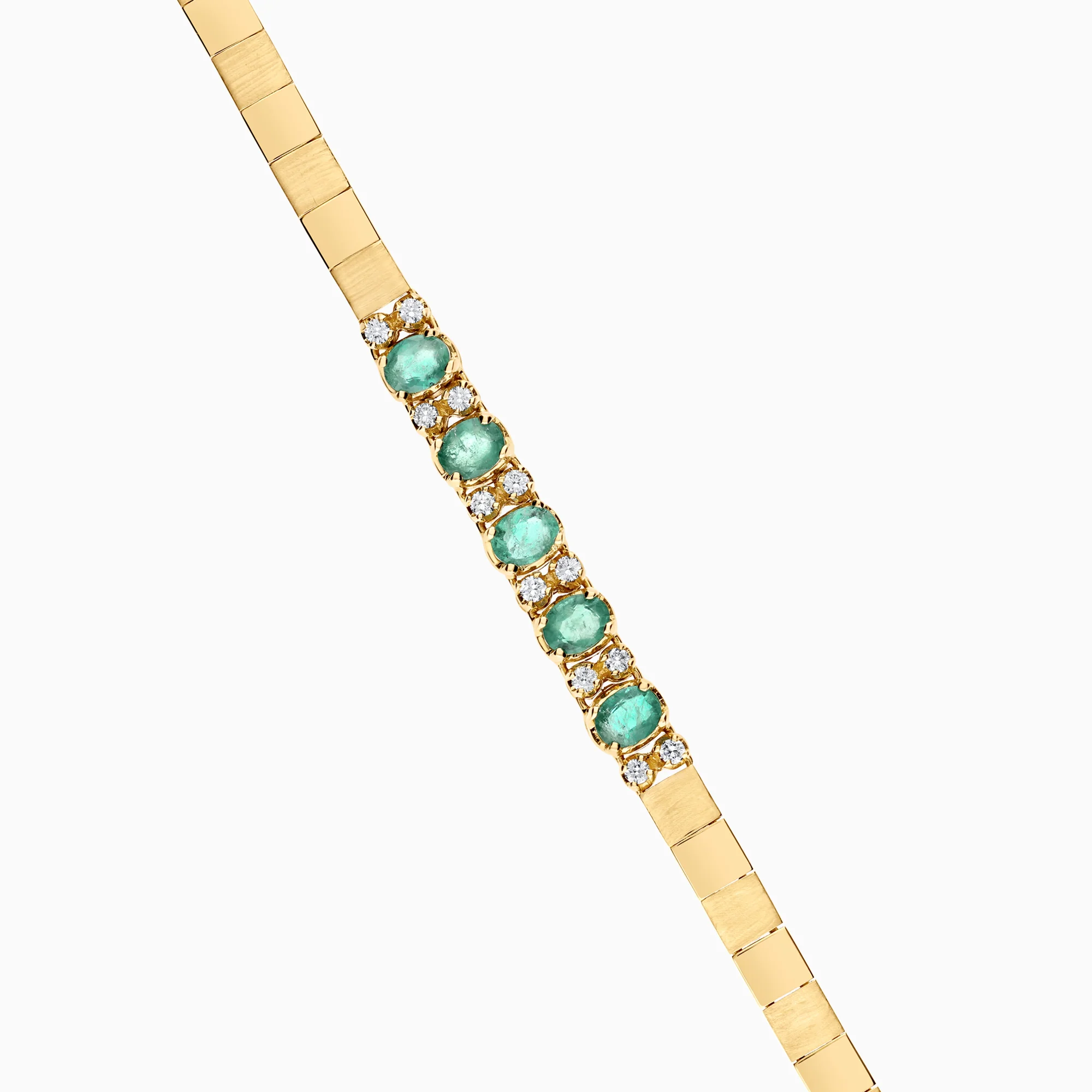 Gemstone bracelet emeralds and diamonds 16.98g 18K gold