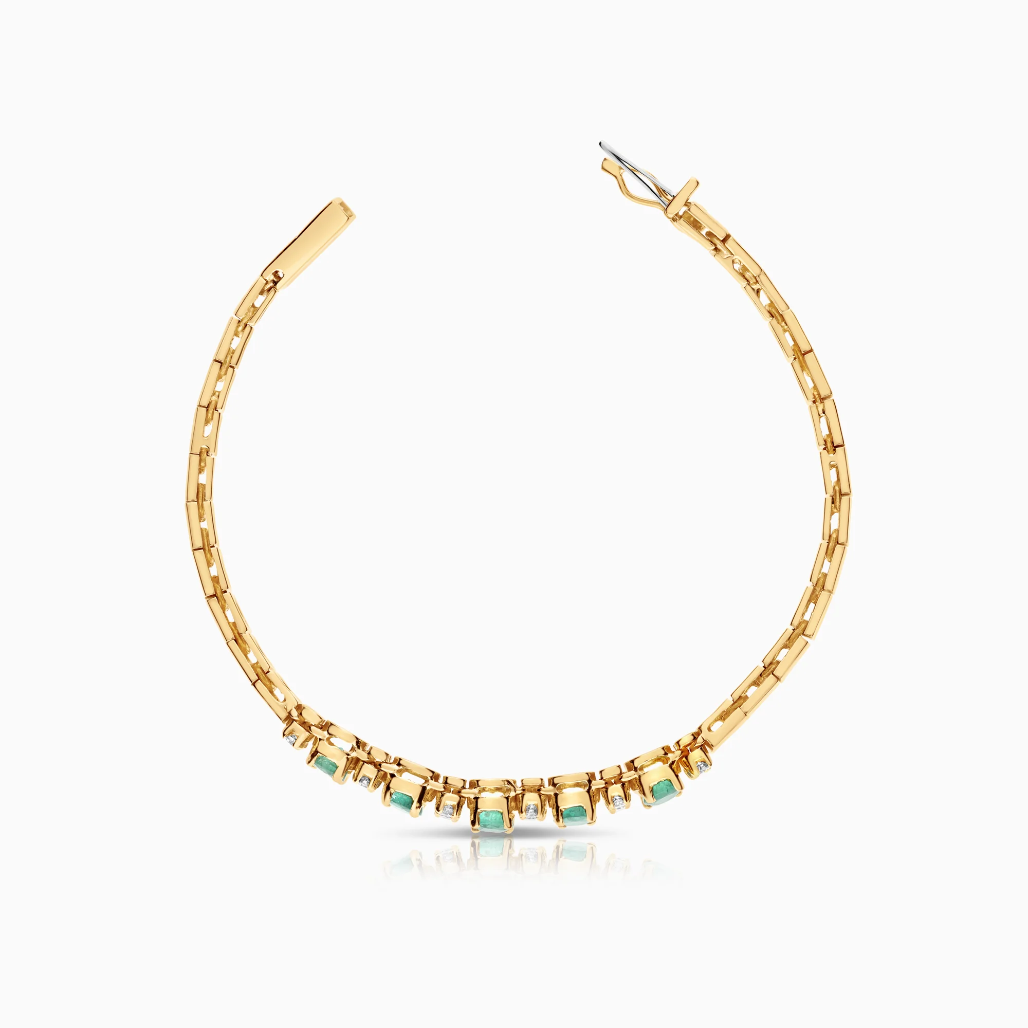 Gemstone bracelet emeralds and diamonds 16.98g 18K gold - Image 2
