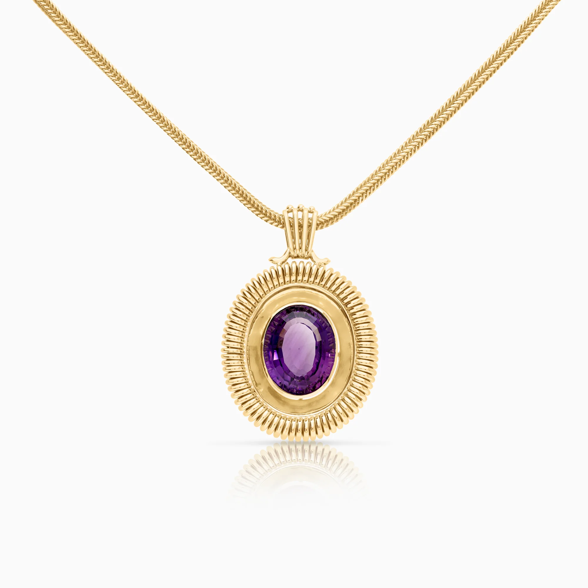 Gemstone necklace amethyst 33.53g 14K gold
