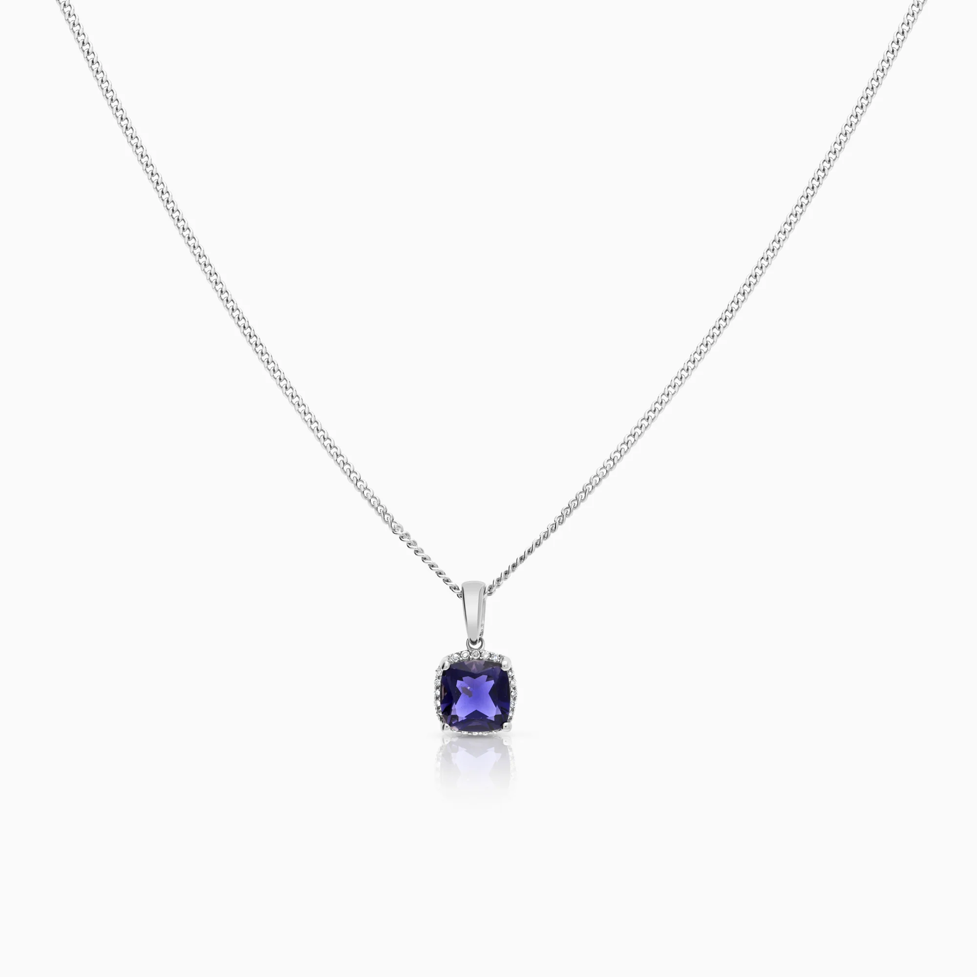 Gemstone necklace iolite 3.47g 18K white gold