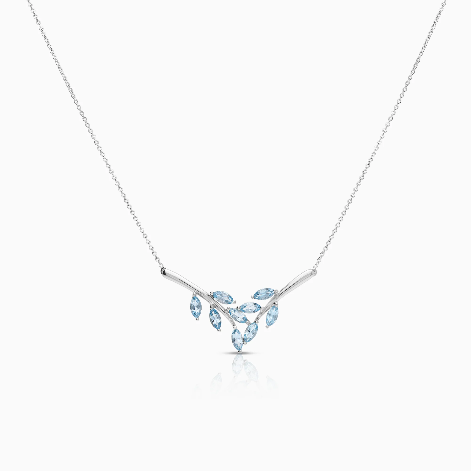 Gemstone necklace topazes 3.07g 18K white gold