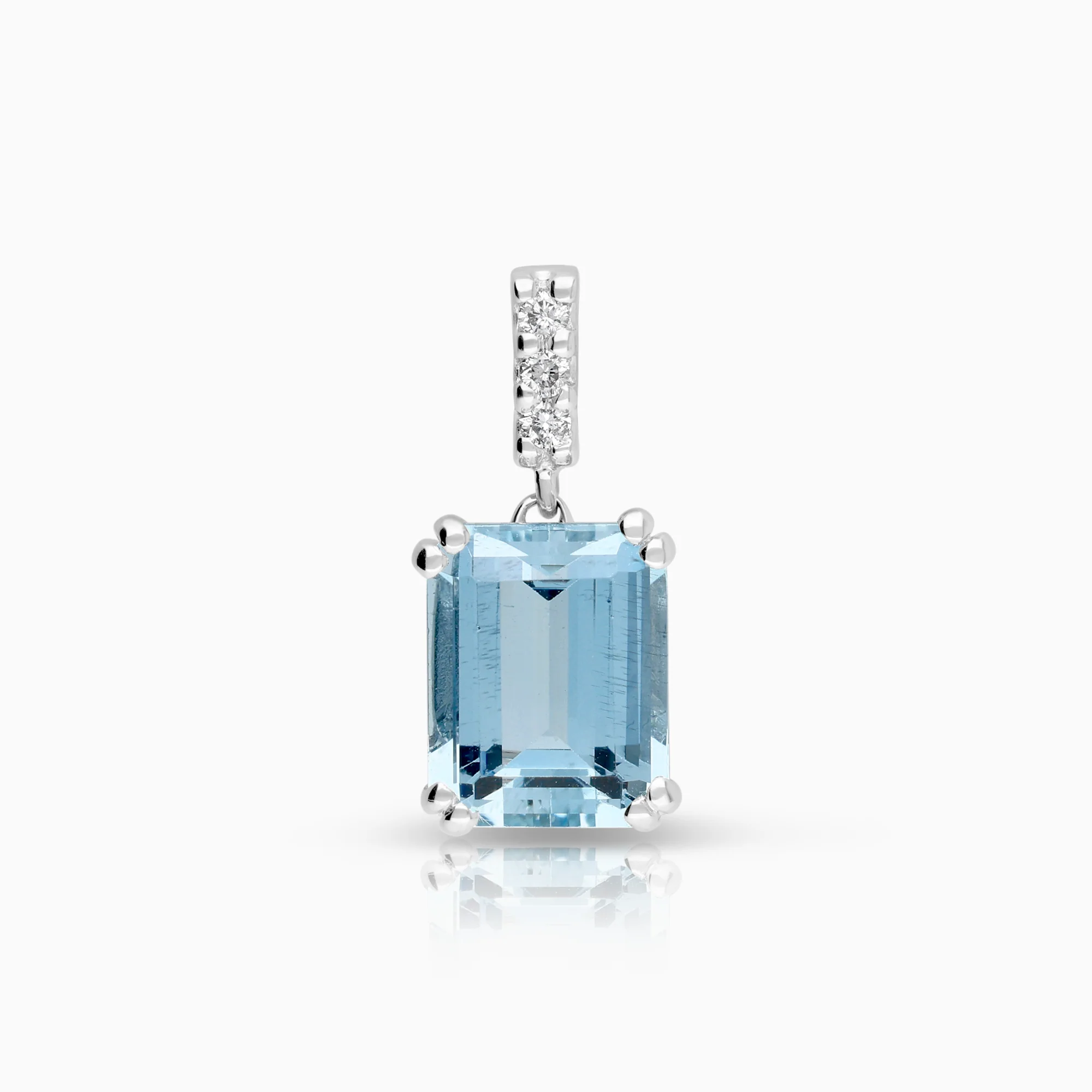 Gemstone pendant aquamarine and diamonds 0.06ct 18K white gold