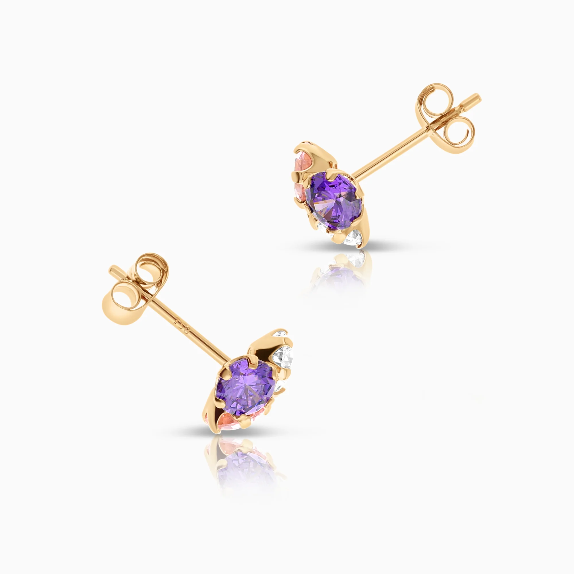 Earrings cubic zirconia 1.31g 18K gold - Image 2