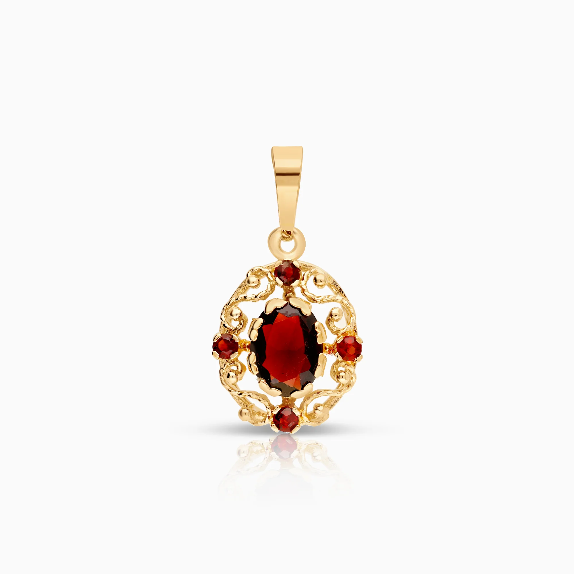 Gemstone pendant garnets 1.95g 18K gold