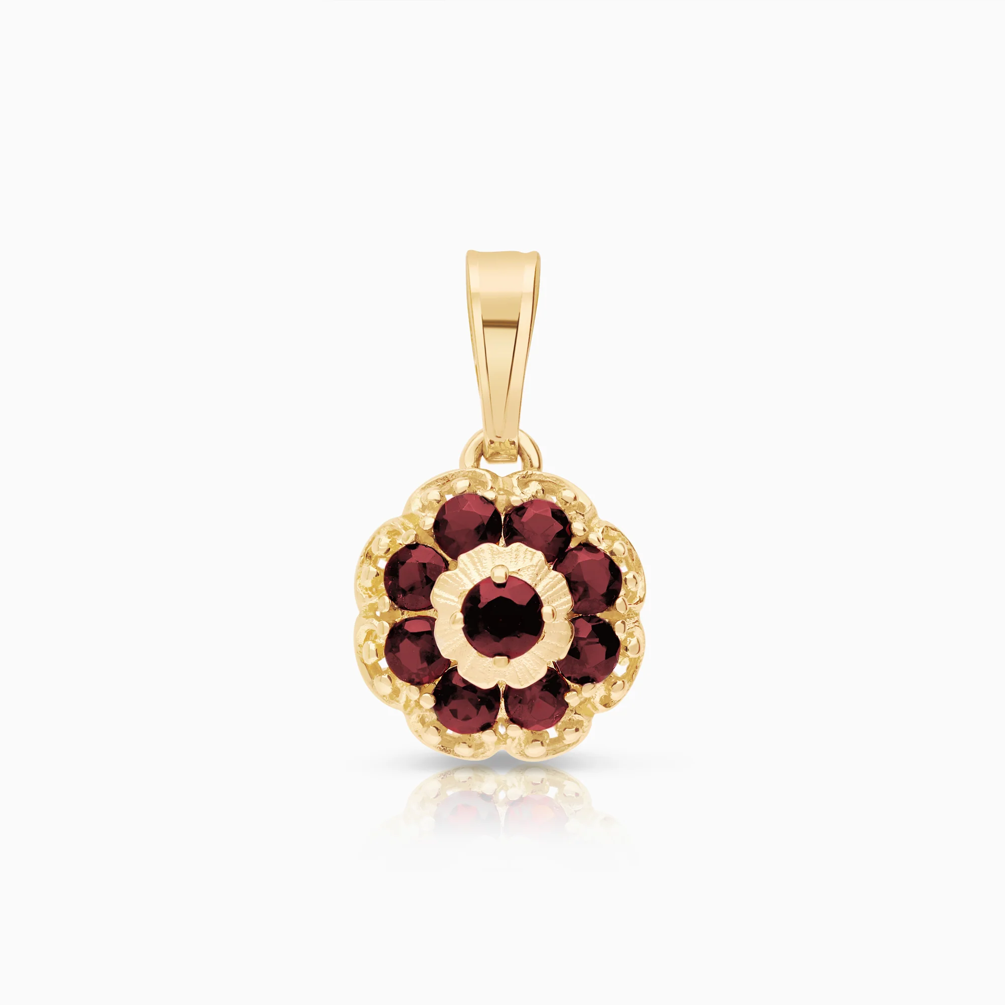 Gemstone pendant garnets 2.66g 18K gold