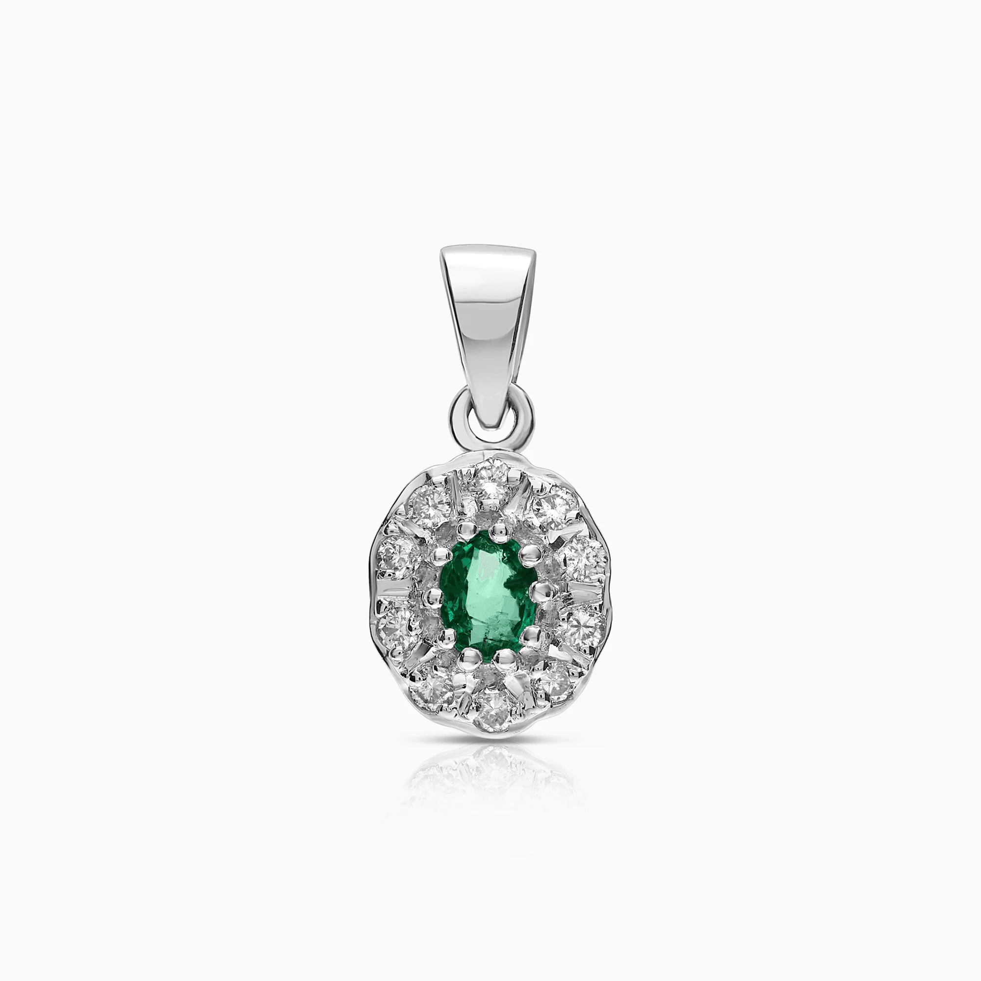 Gemstone pendant with diamonds 0.18ct 18K white gold