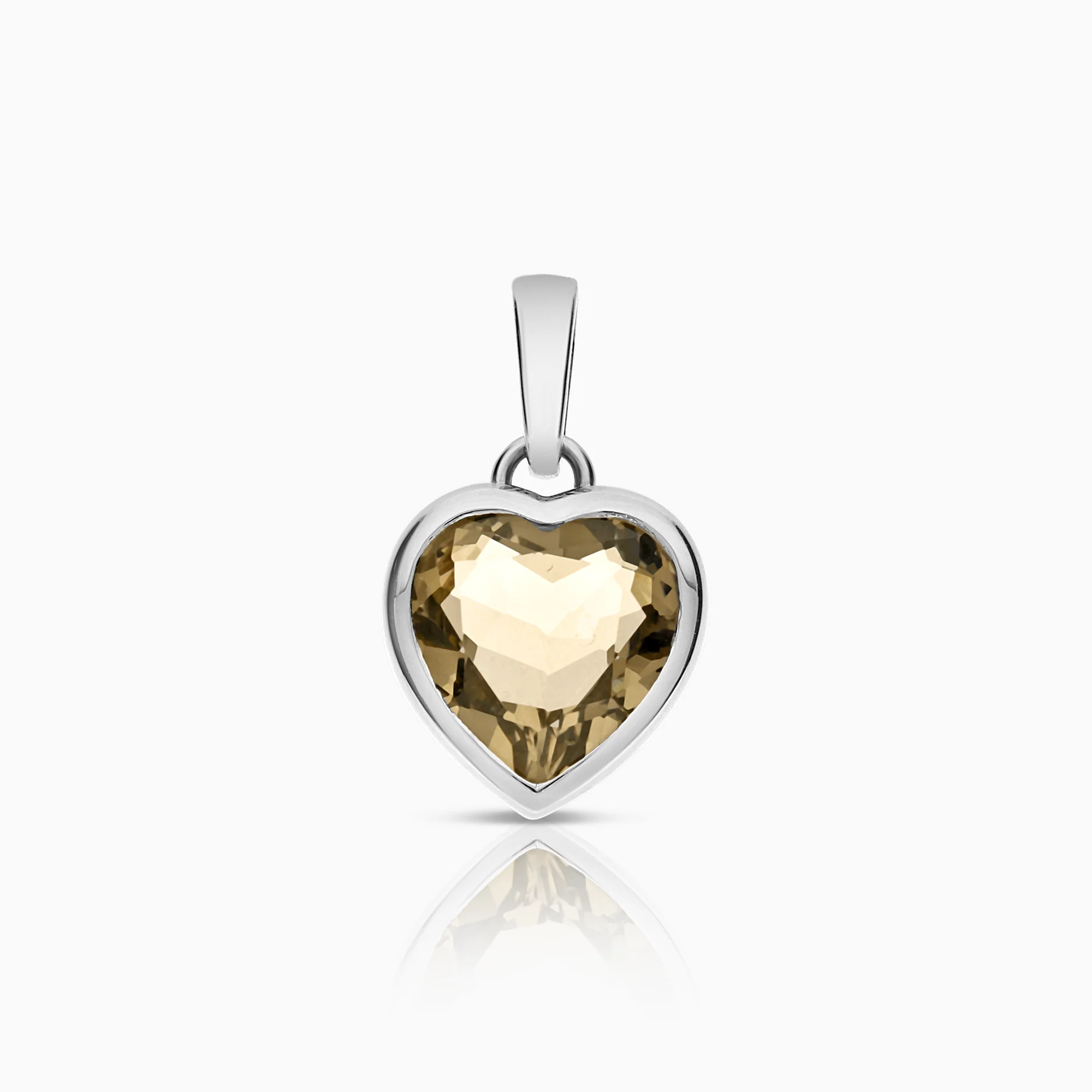 Gemstone pendant with smoky quartz 3.58g 18K white gold