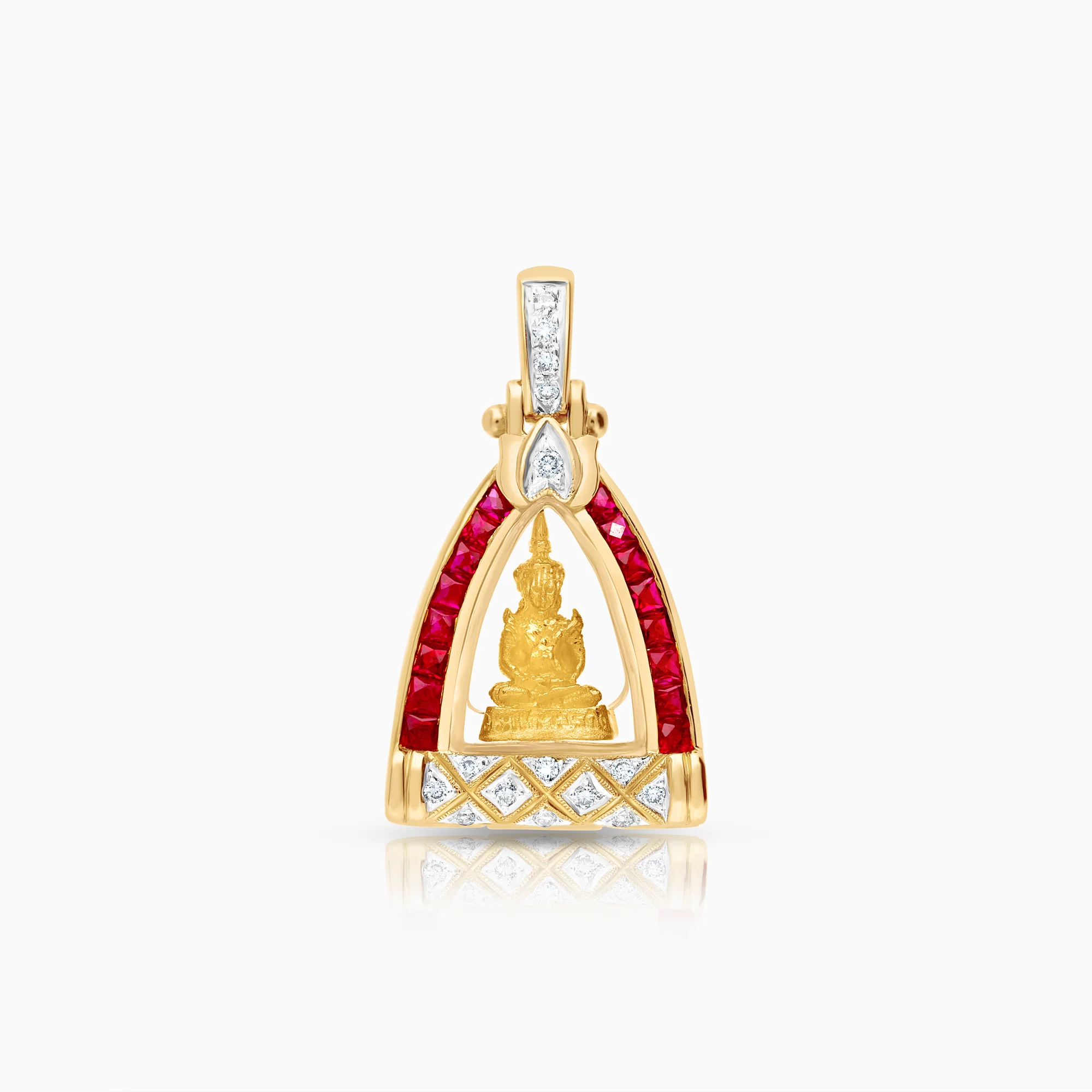 Gemstone pendant rubies 6.07g 18K gold
