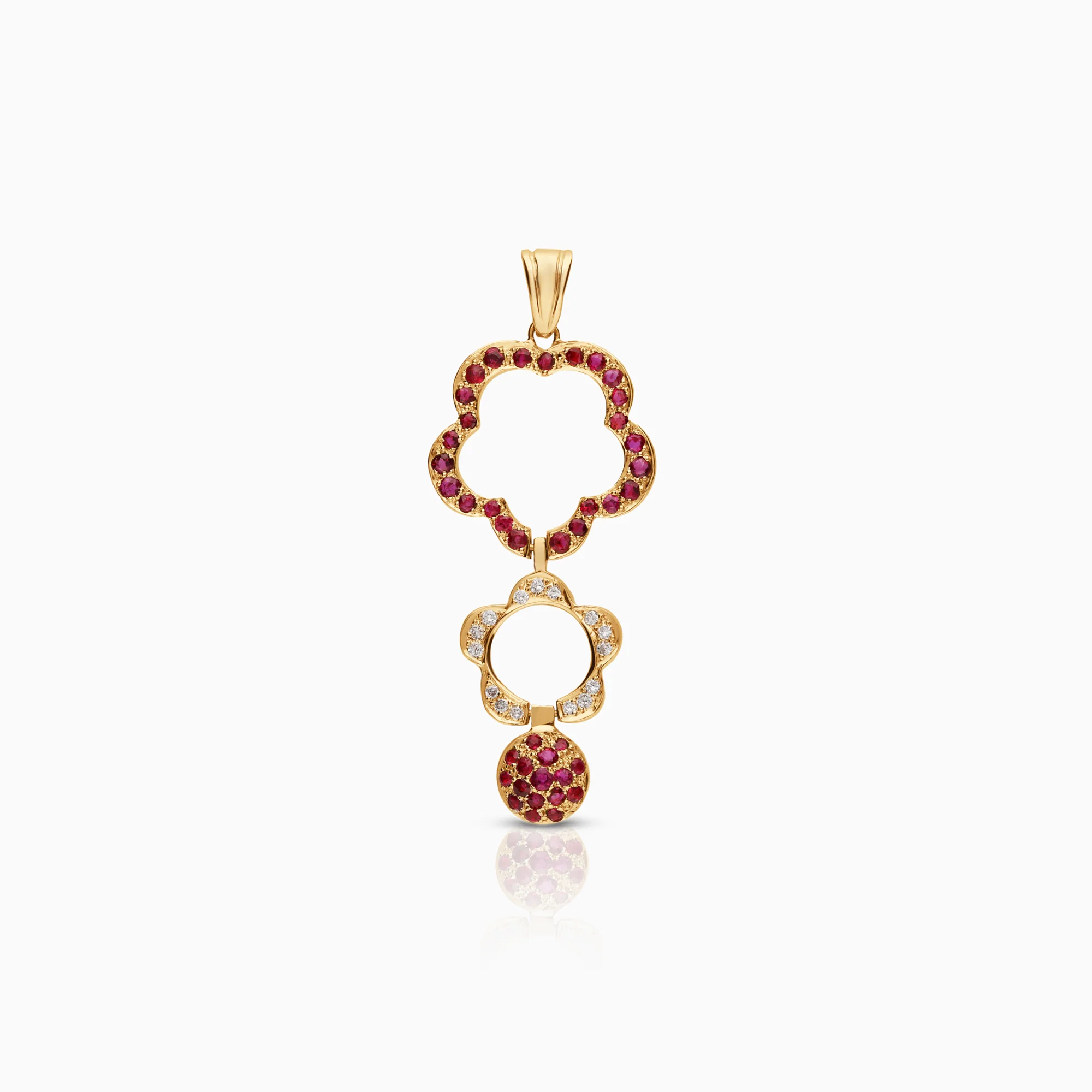 Gemstone pendant rubies and diamonds 0.45ct 18K gold - Image 3