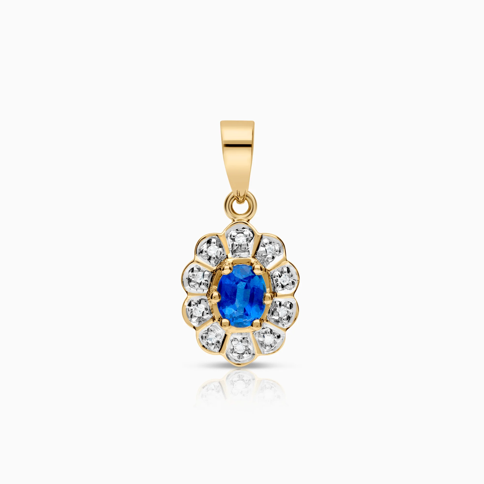 Gemstone pendant with 0.03ct diamonds in 18K gold