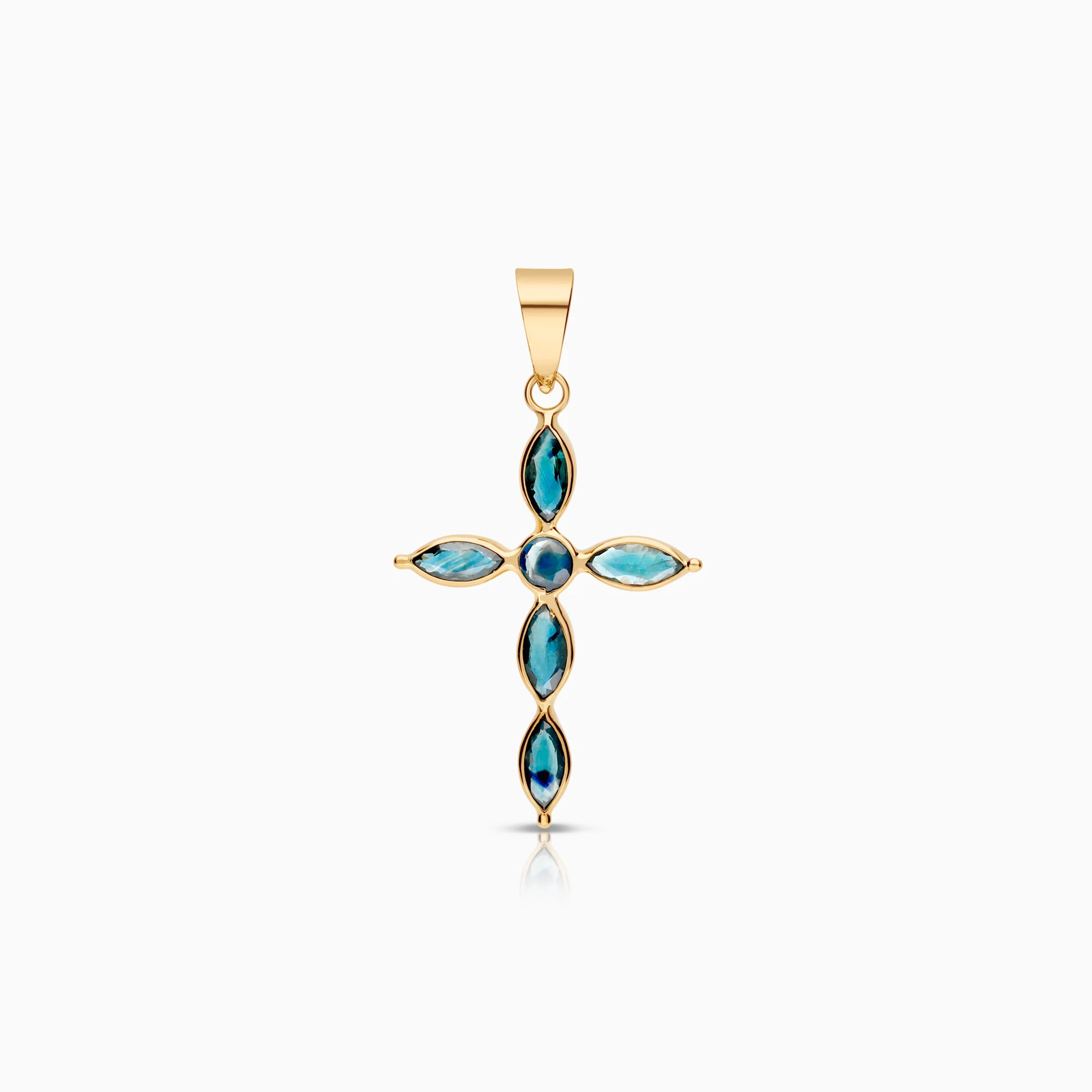 Gemstone pendant sapphires 0.79g 18K gold