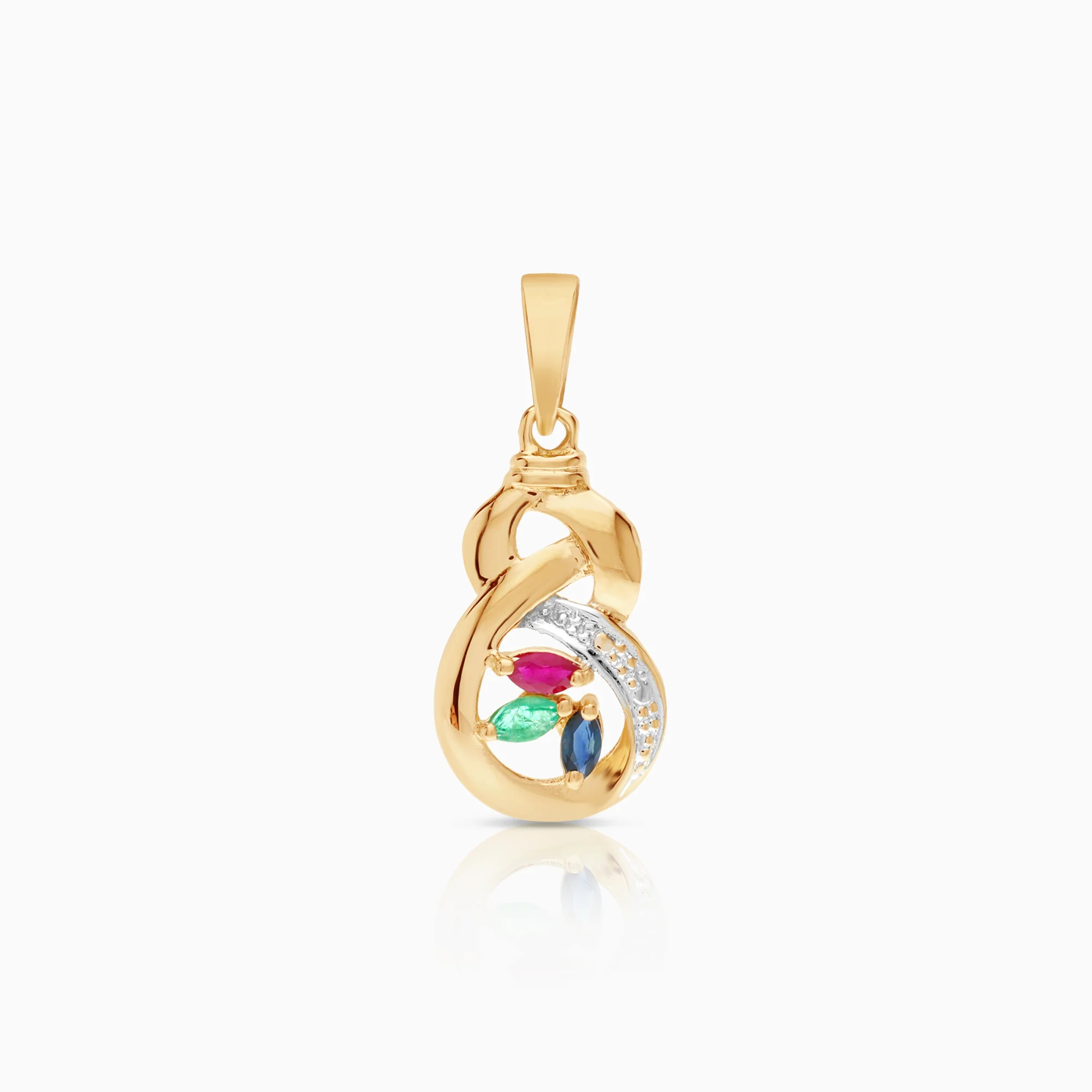 Gemstone pendant sapphires, rubies, emeralds 1.24g 18K gold