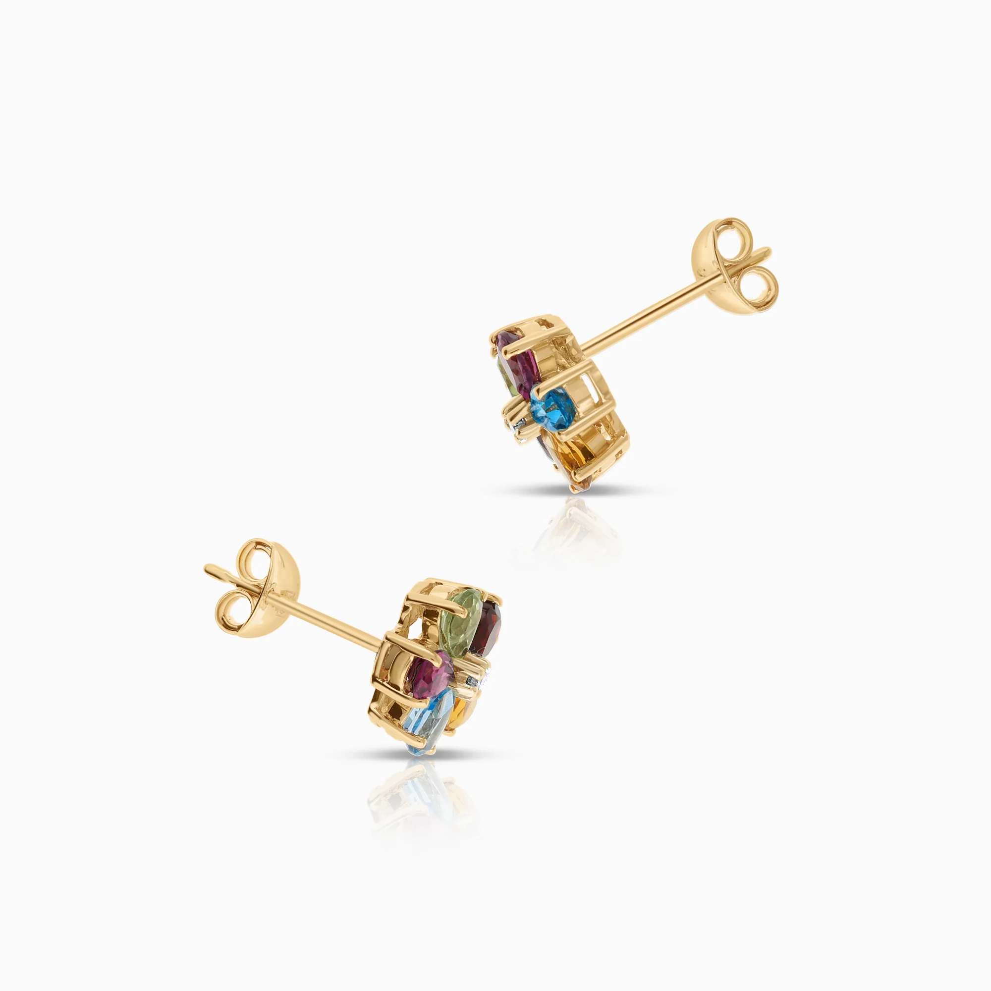 Gemstone earrings with diamonds 0.02ct 18K gold - Image 2