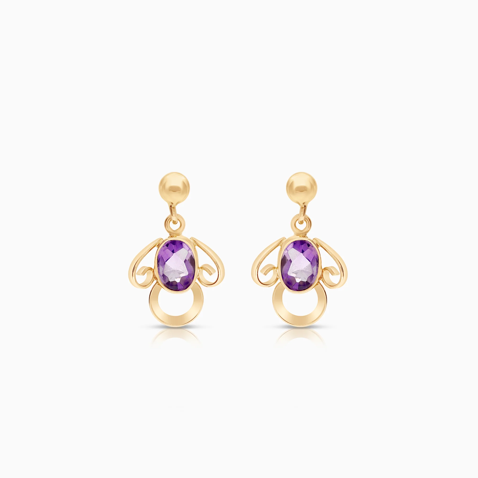 Gemstone earrings amethysts 1.83g 18K gold