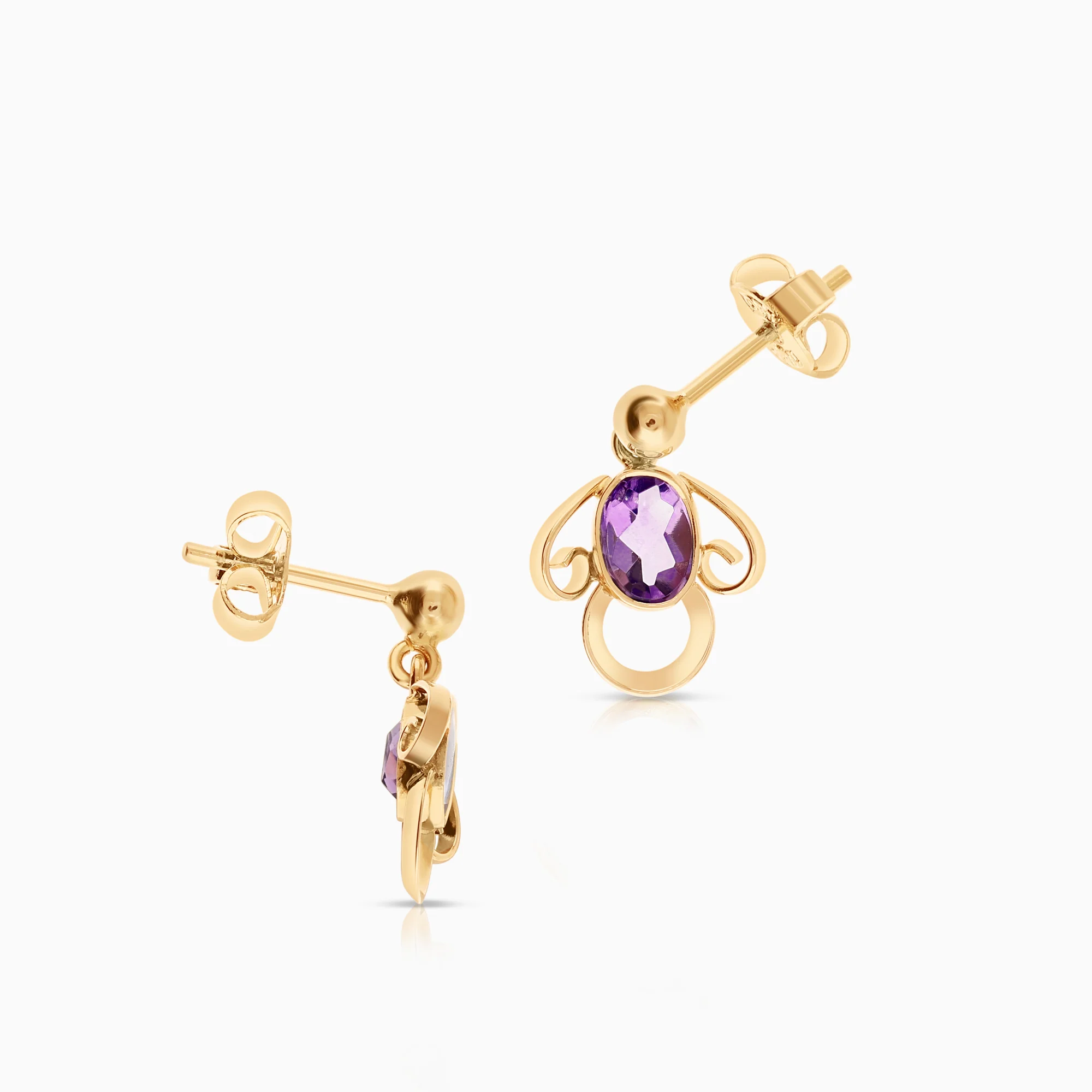 Gemstone earrings amethysts 1.83g 18K gold - Image 2