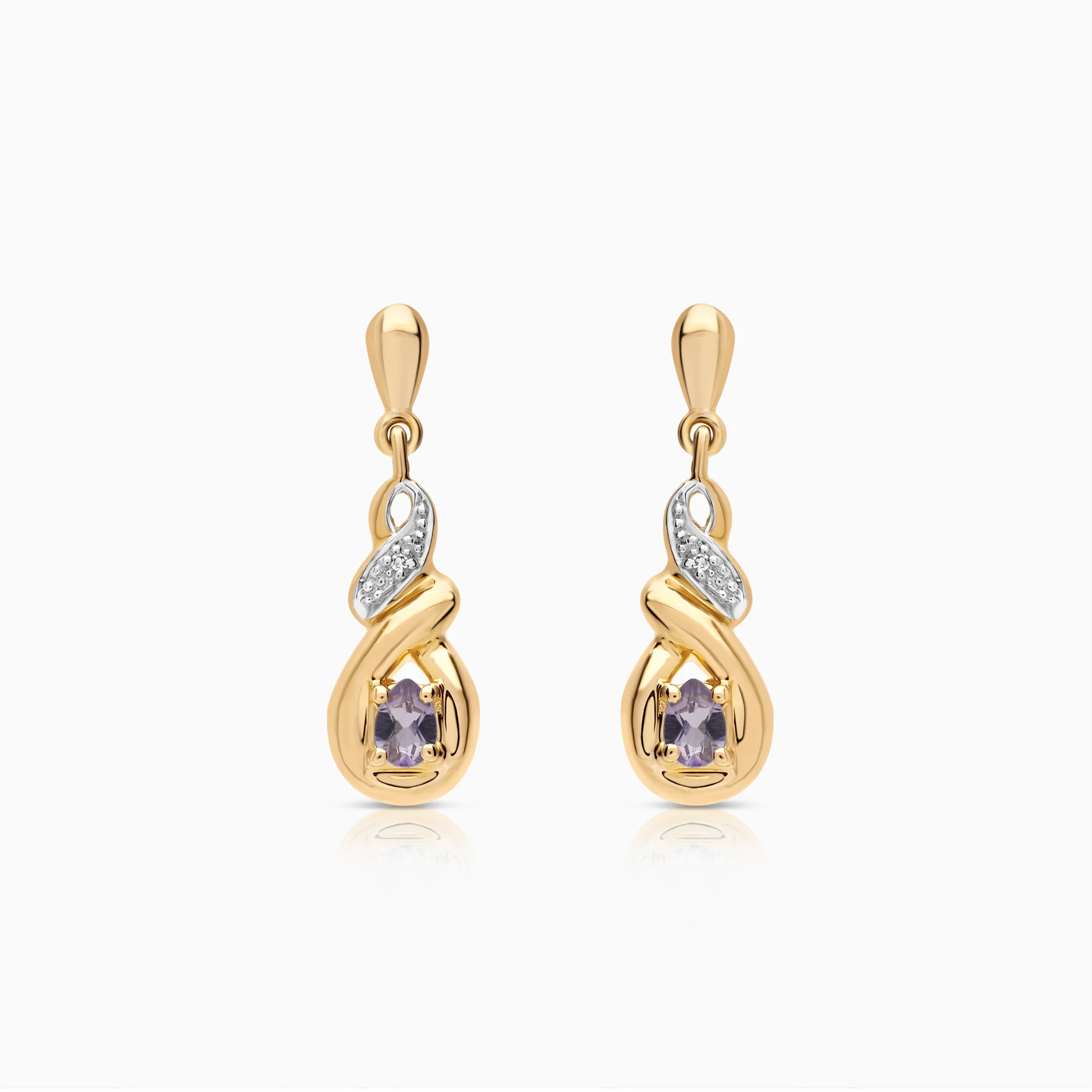 Gemstone earrings amethysts 2.91g 18K gold