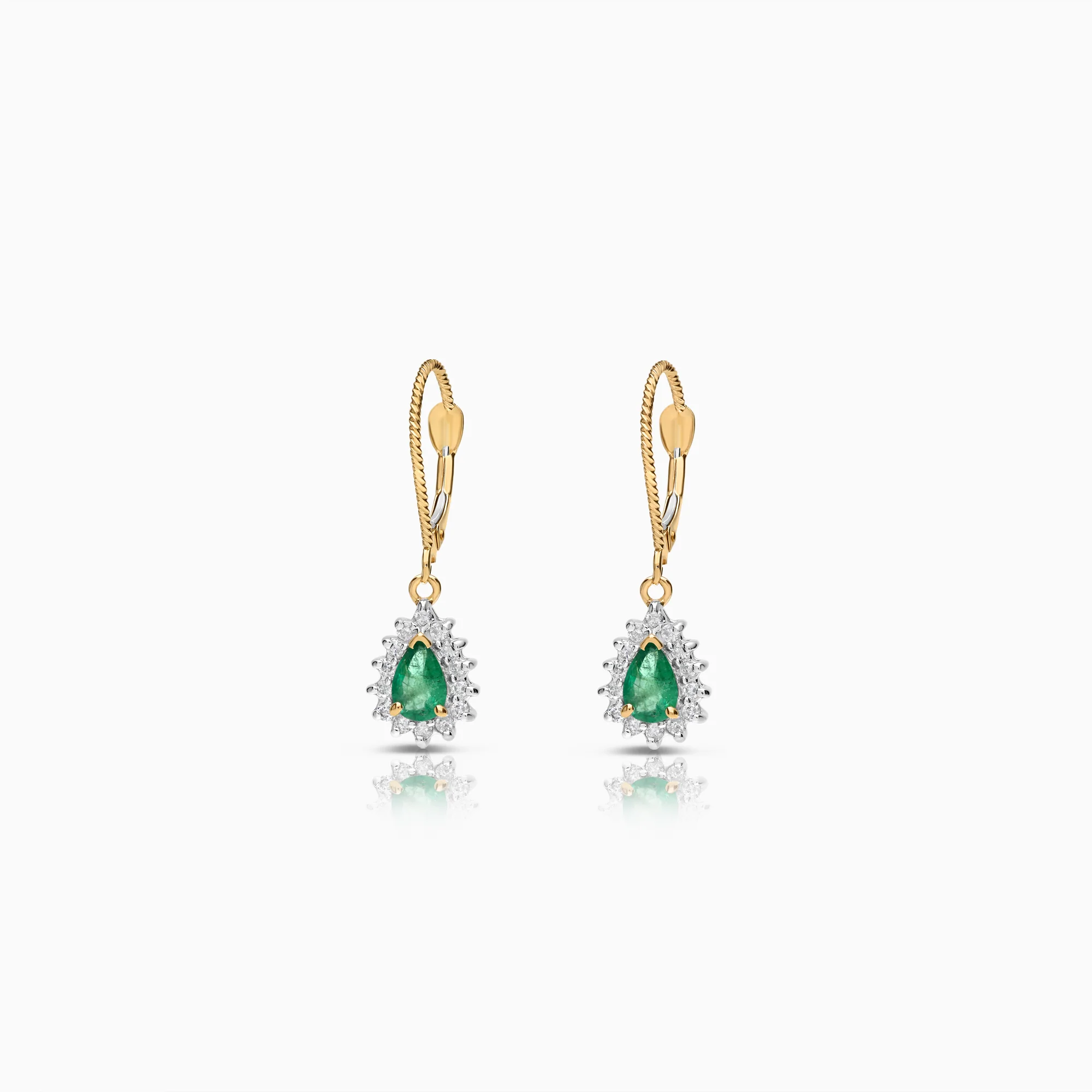 Gemstone earrings with diamonds 0.28ct 14K gold
