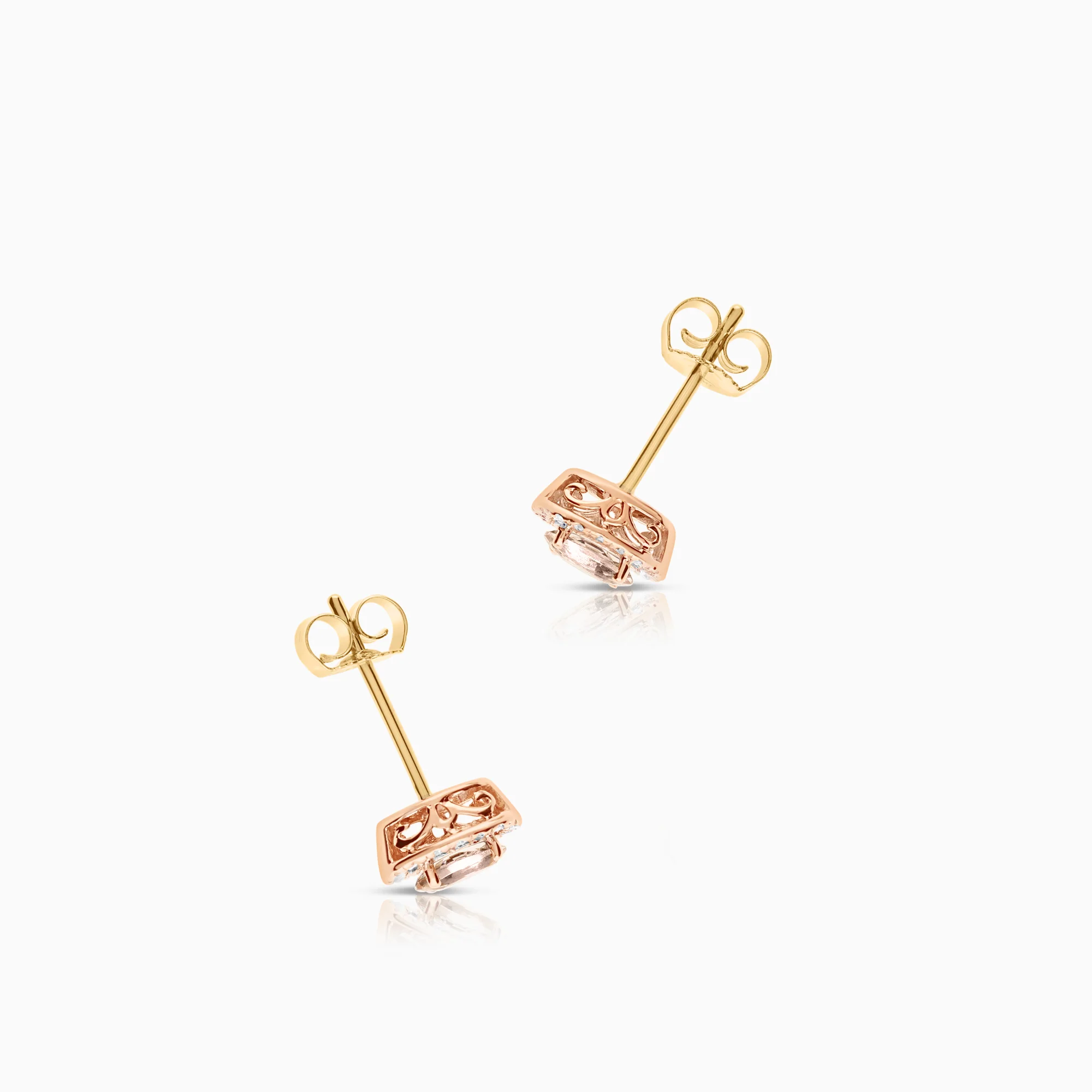 Gemstone earrings with morganites and diamonds 18K gold - Image 2