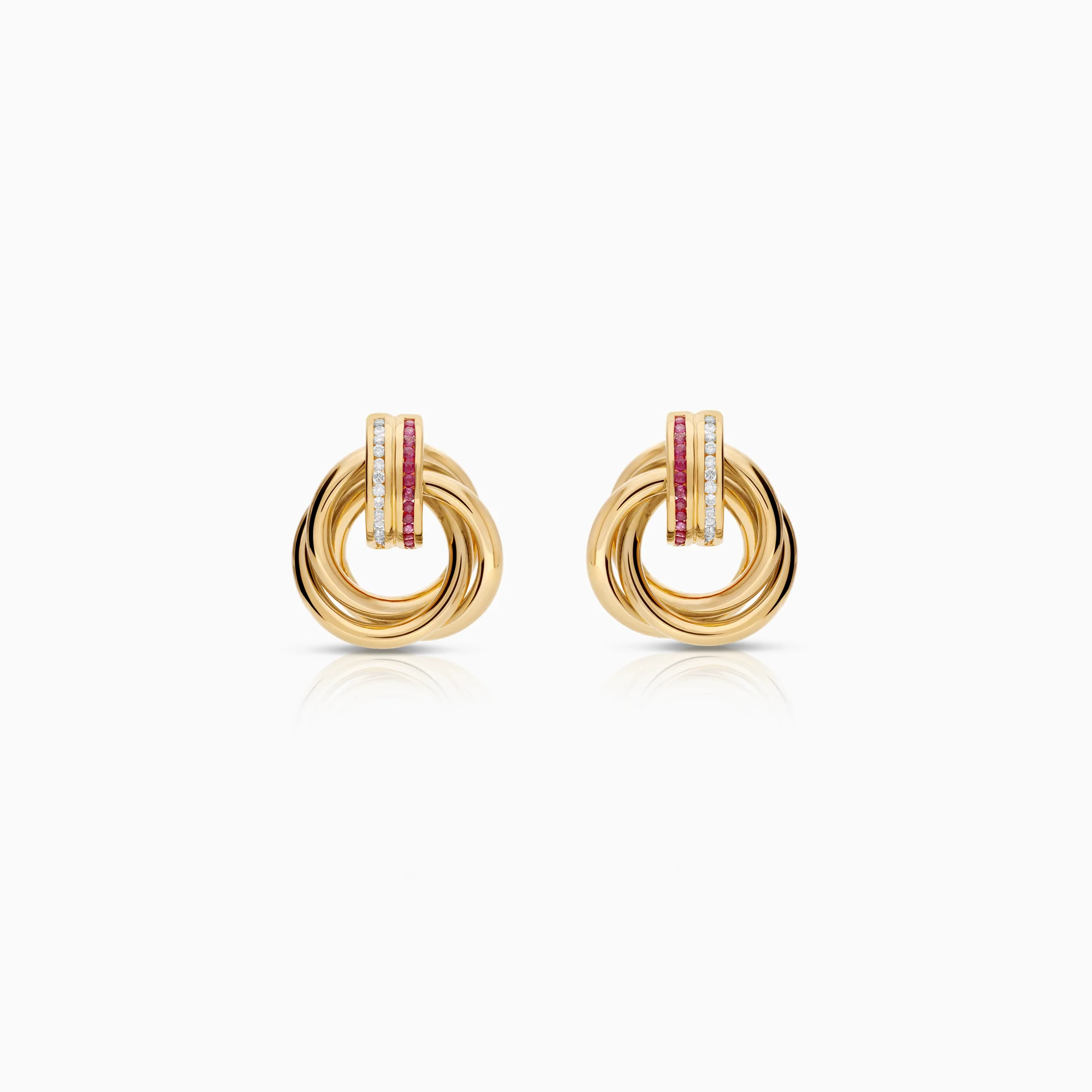 Gemstone earrings rubies and diamonds 0.39ct 18K gold