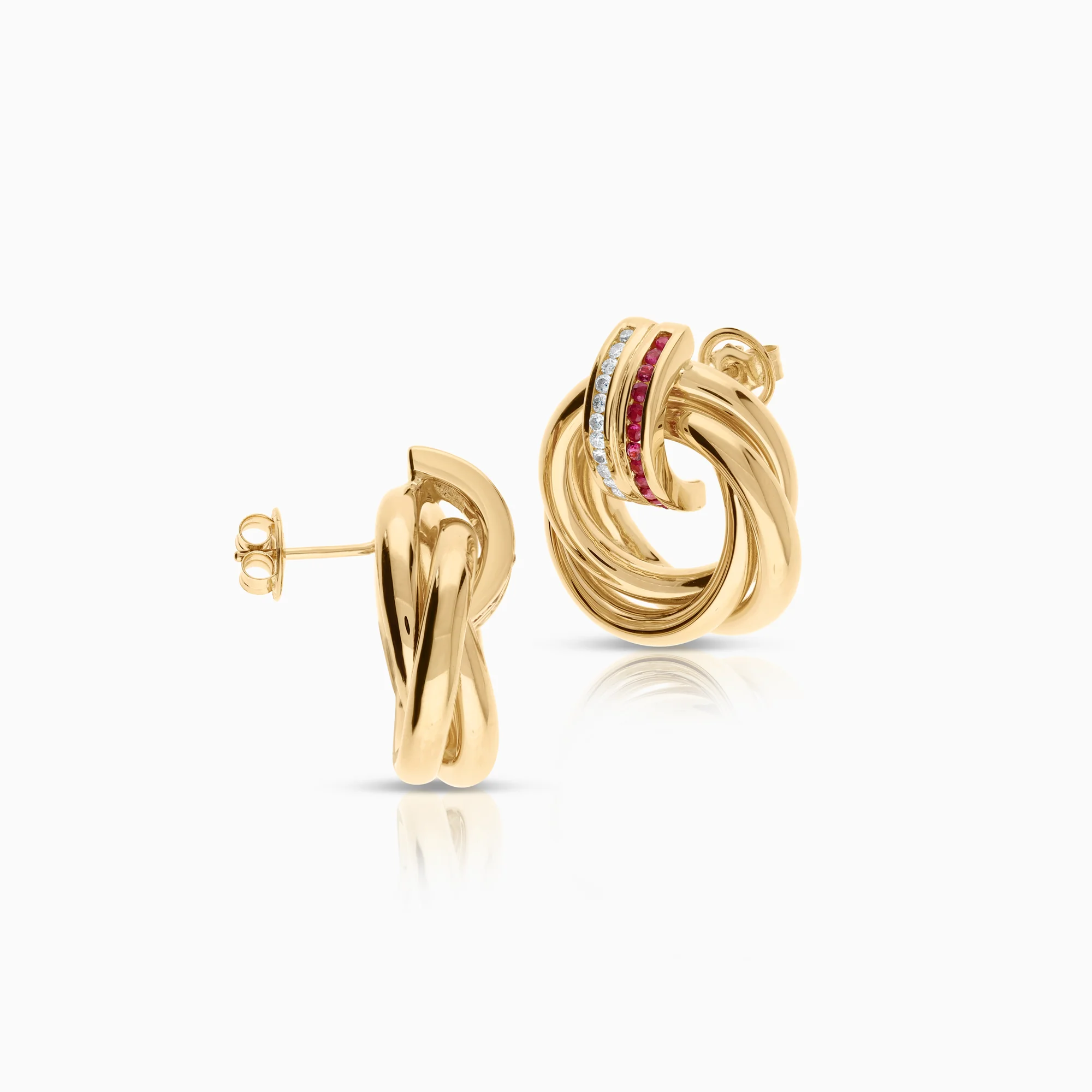 Gemstone earrings rubies and diamonds 0.39ct 18K gold - Image 3