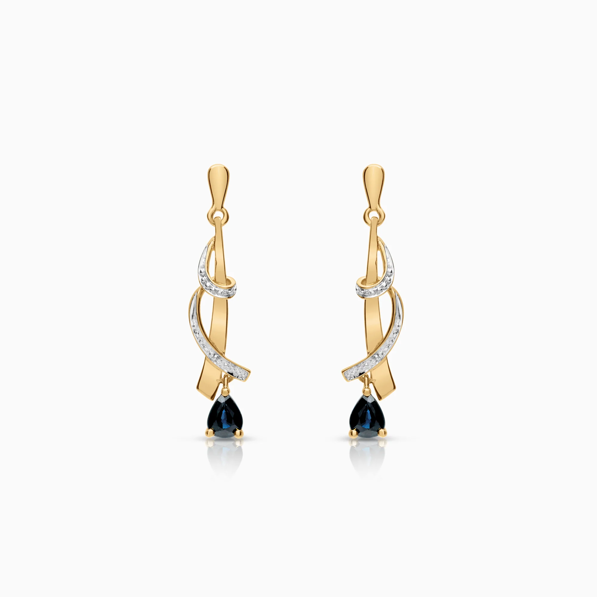 Diamond earrings with sapphires 0.01ct 18K gold