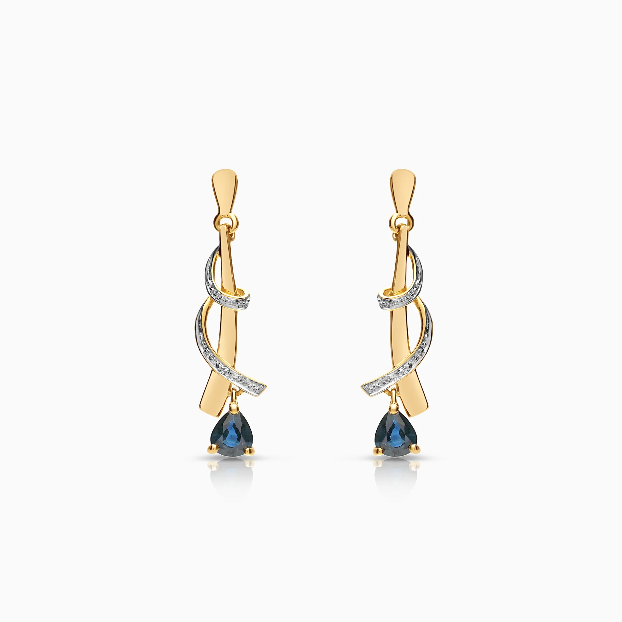 Gemstone earrings sapphires and diamonds 0.01ct 18K gold