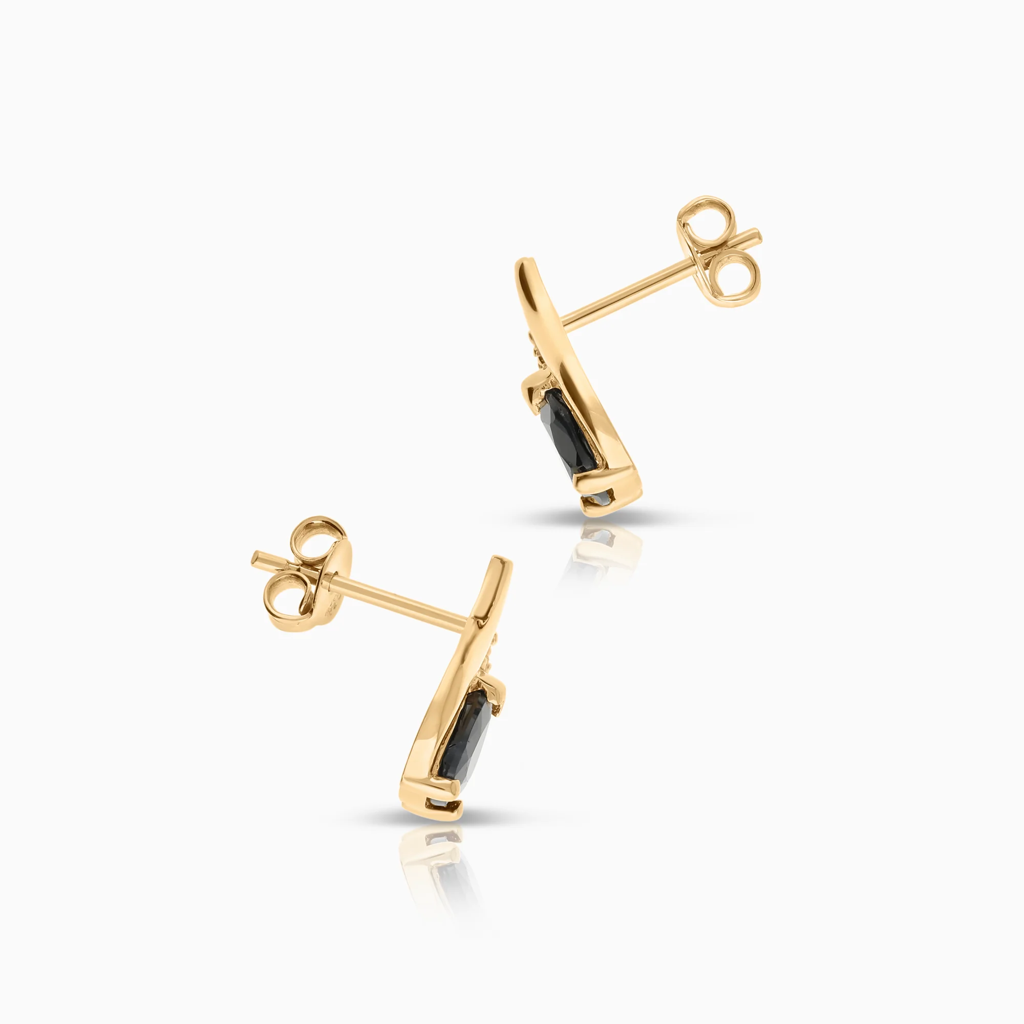 Gemstone earrings sapphires and diamonds 0.01ct 9K gold - Image 2