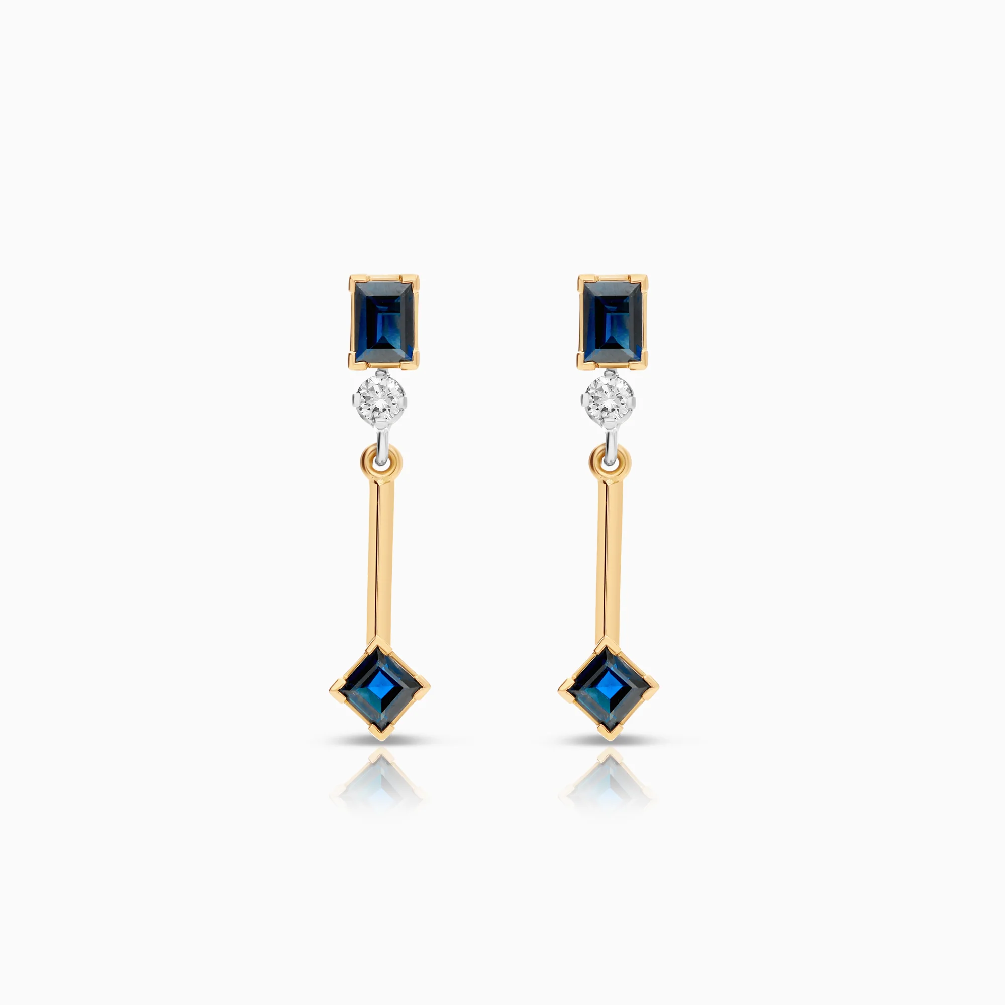 Gemstone earrings sapphires and diamonds 0.12ct 18K gold