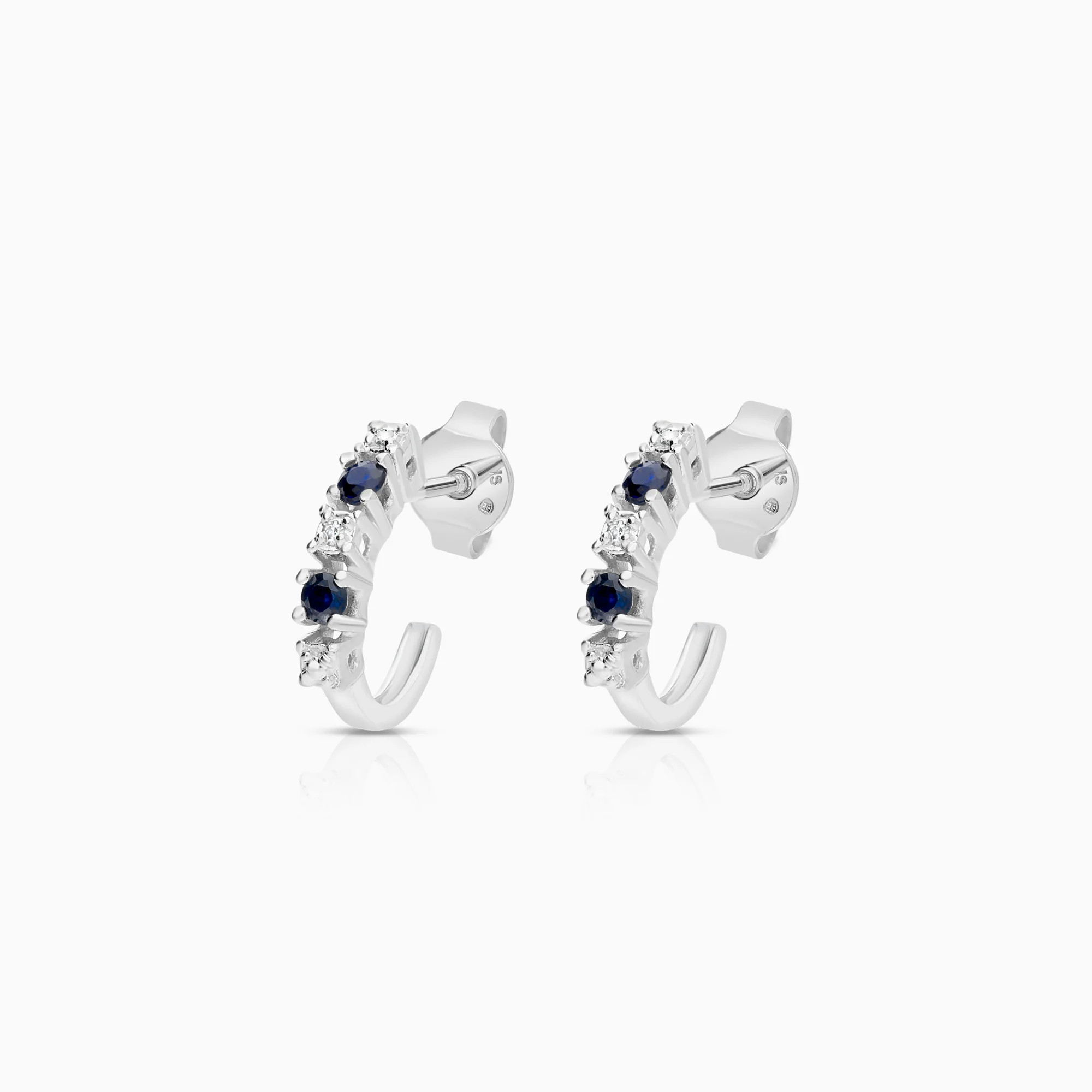 Gemstone earrings sapphires and diamonds 1.81g 14K white gold