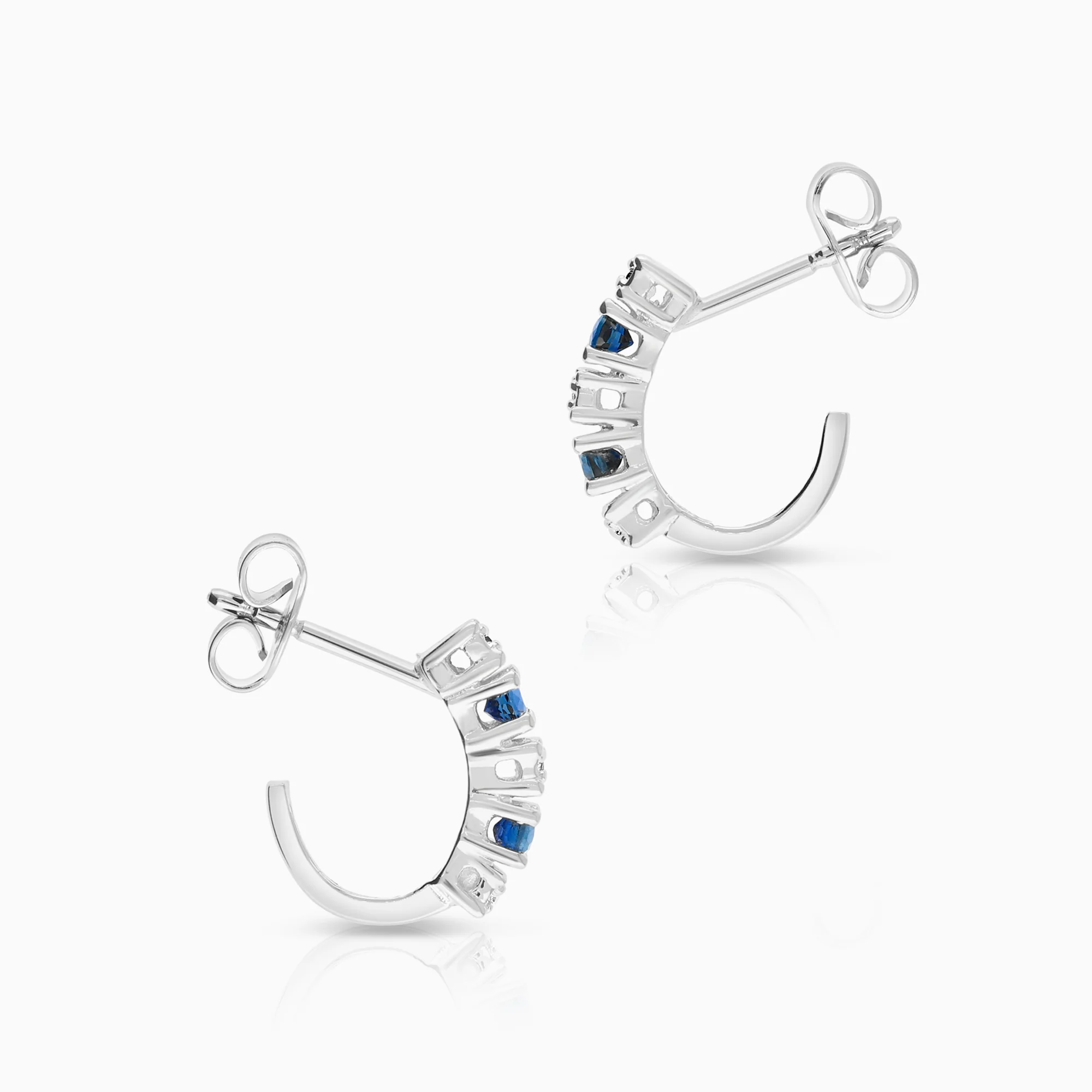 Gemstone earrings sapphires and diamonds 1.81g 14K white gold - Image 2