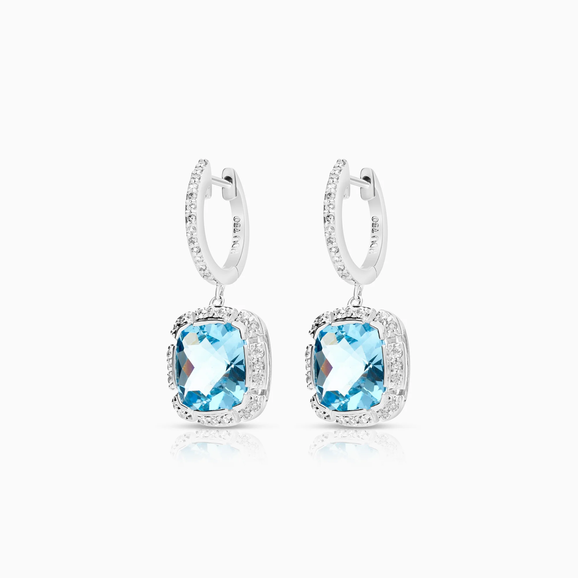 Gemstone earrings topazes 7.36g 18K white gold