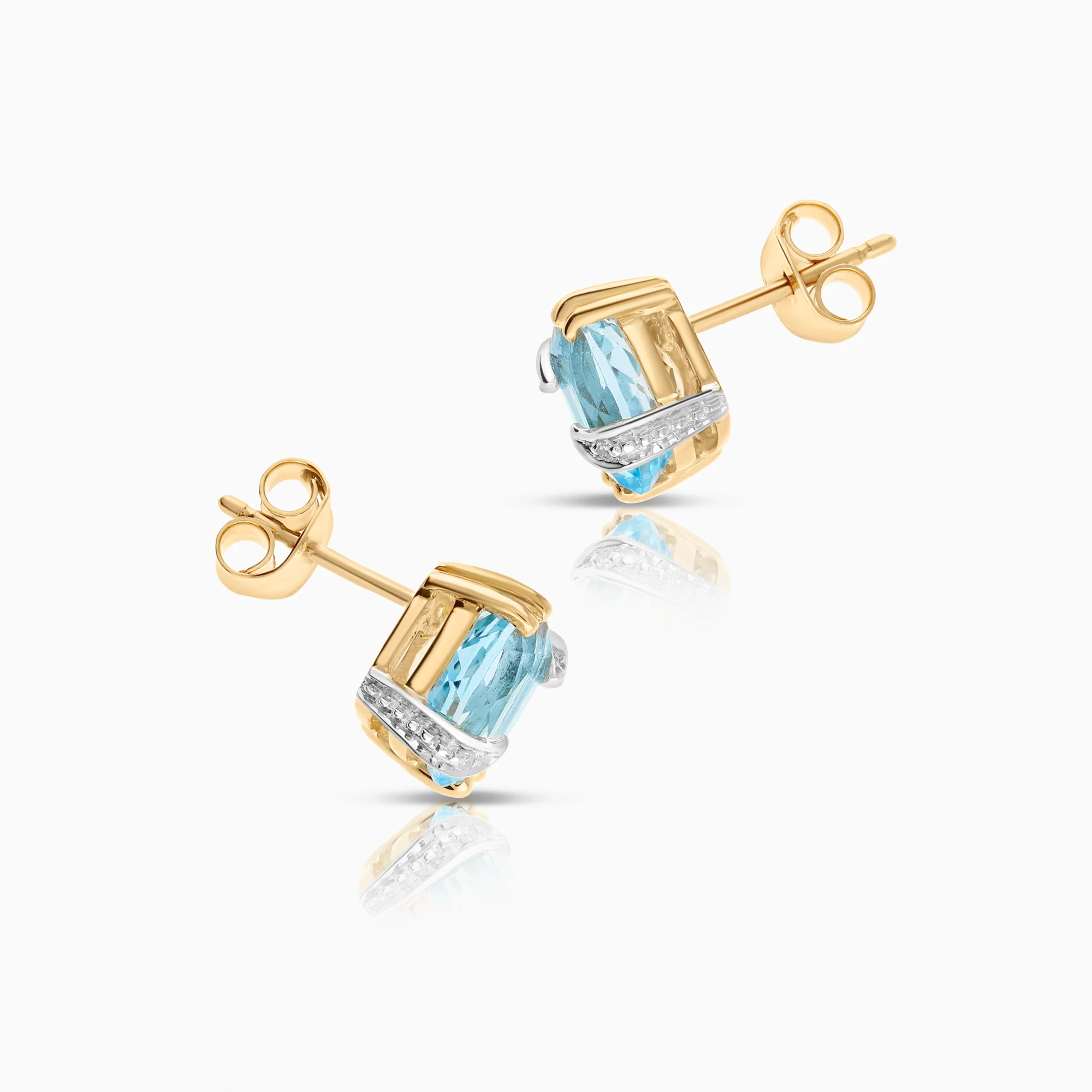 Gemstone earrings with topazes and diamonds 18K gold - Image 2
