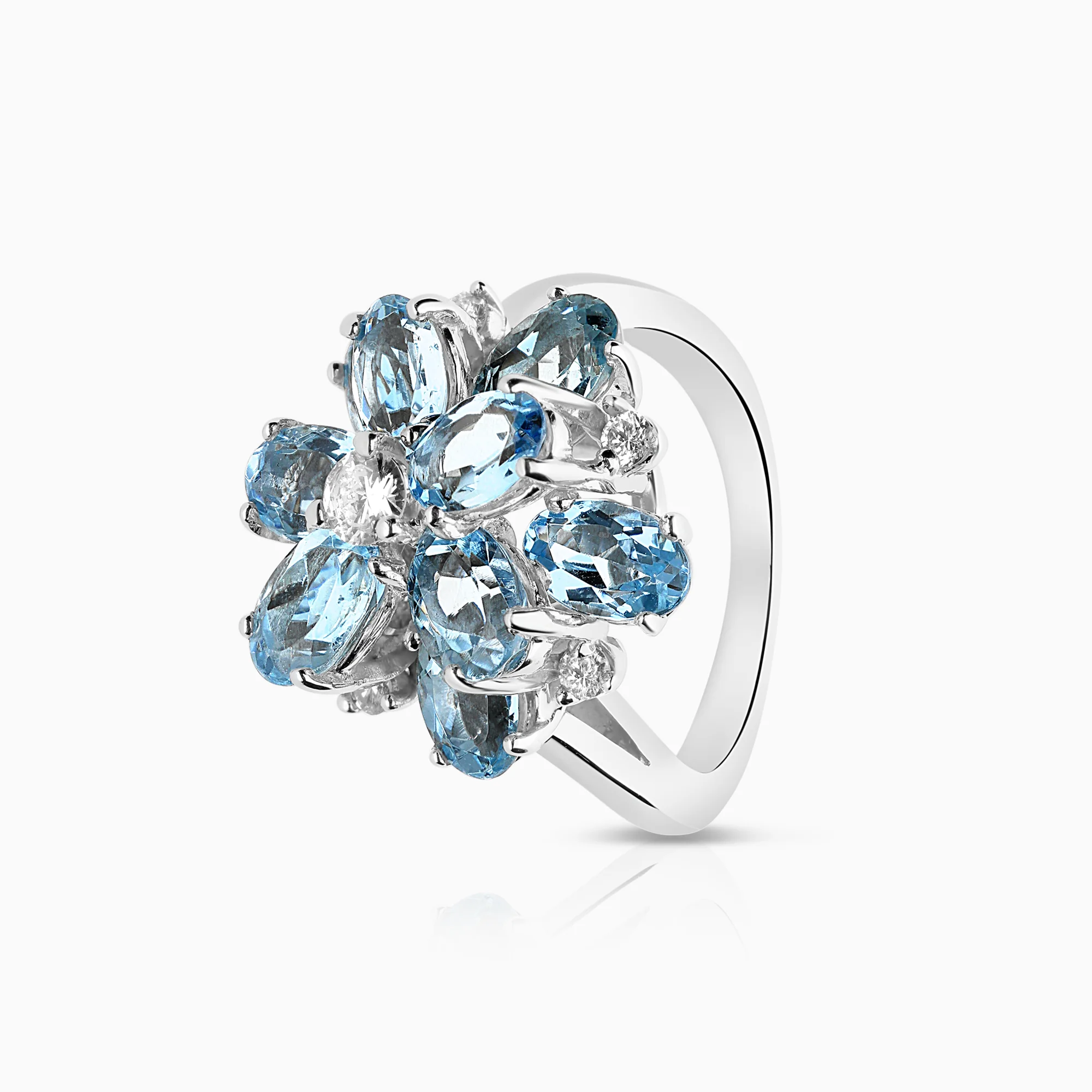 Gemstone ring aquamarine 0.22ct 14K white gold