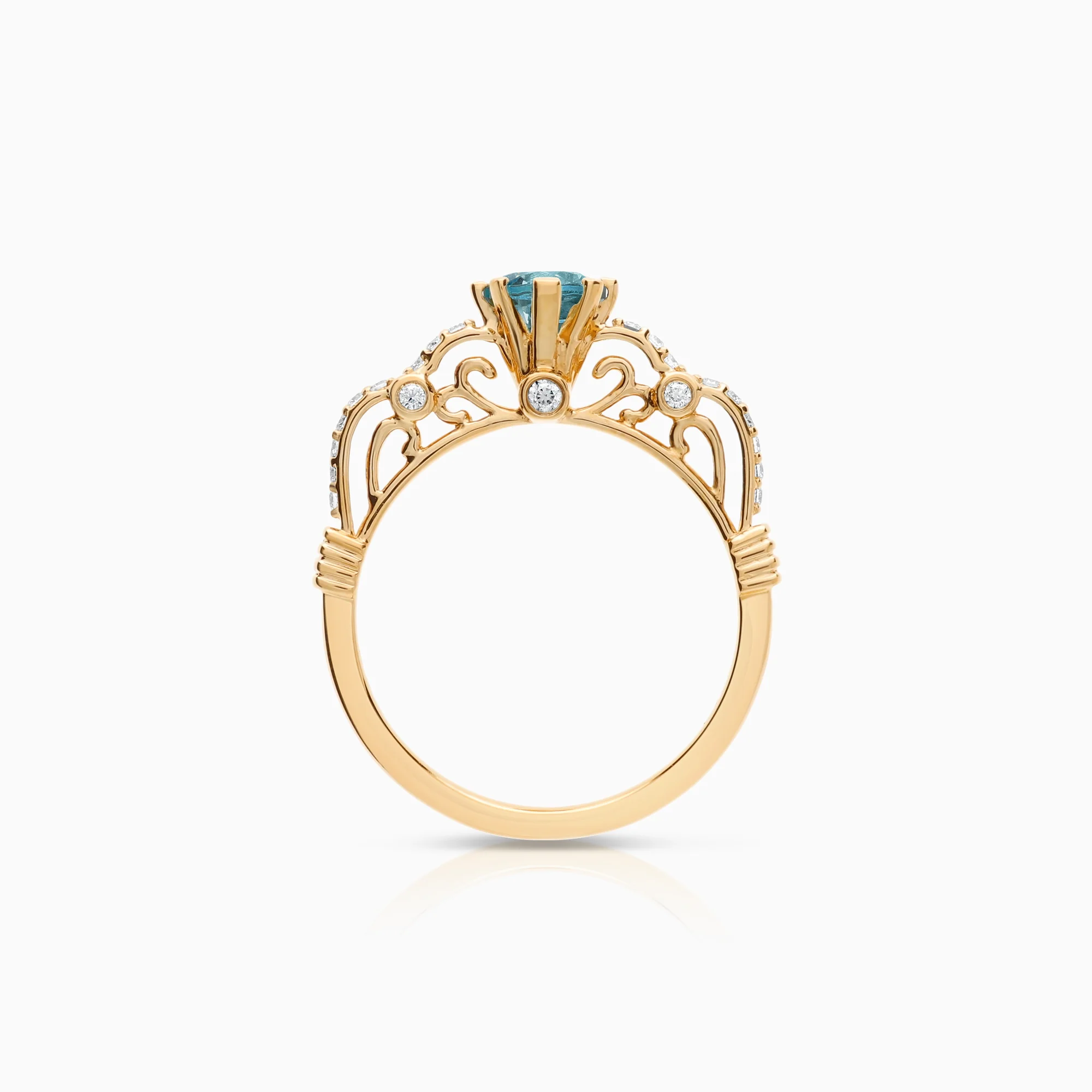 Gemstone ring aquamarine and cubic zirconia 14K gold - Image 2