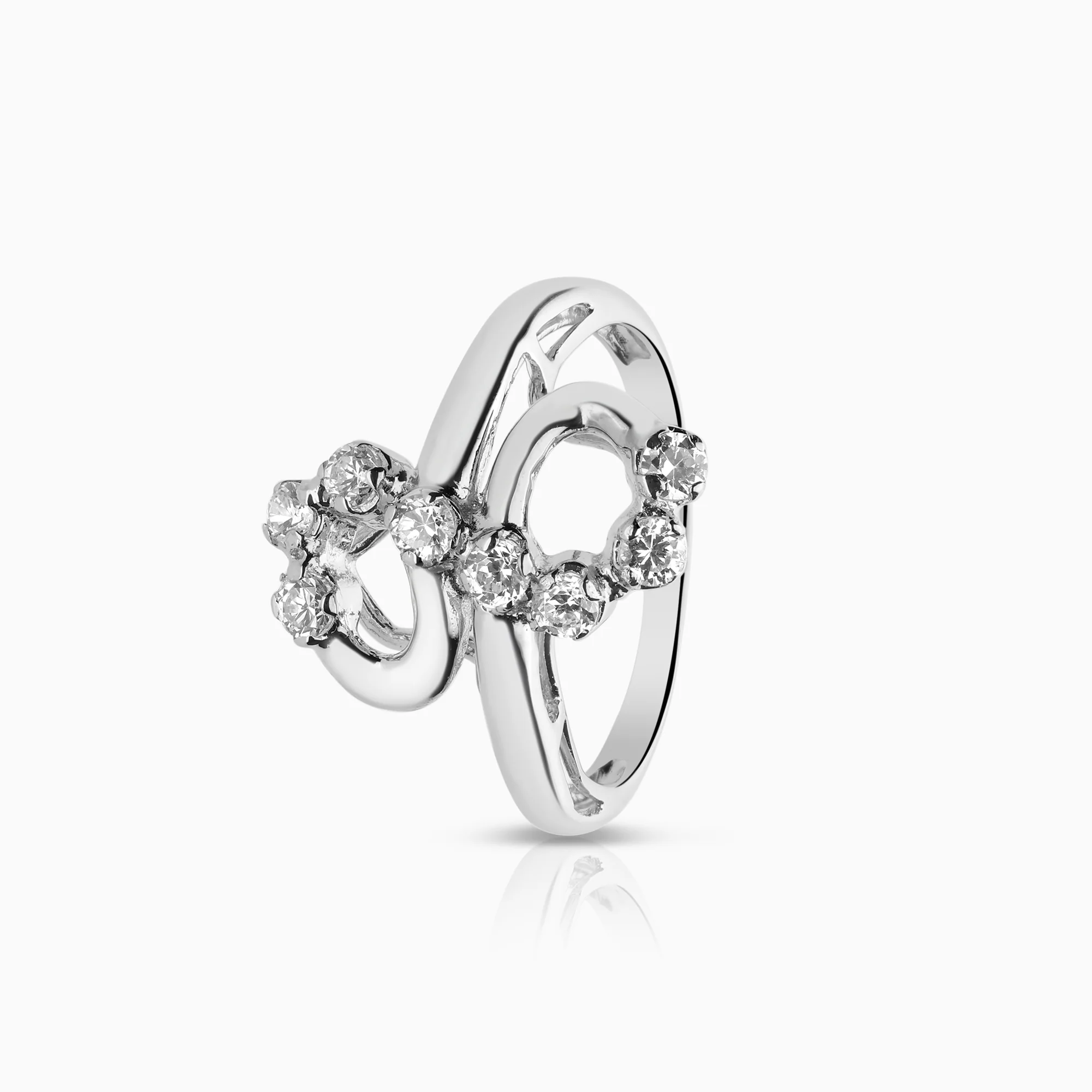 Gemstone ring cubic zirconia 18K white gold