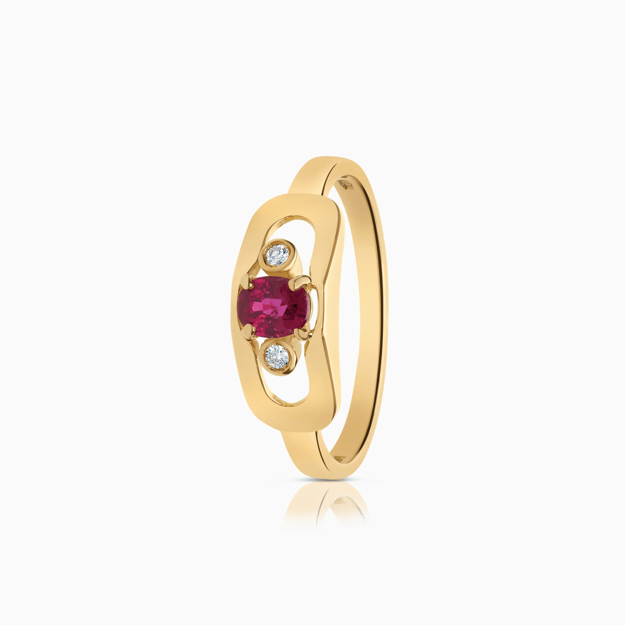 Gemstone ring with diamonds 0.04ct 18K gold