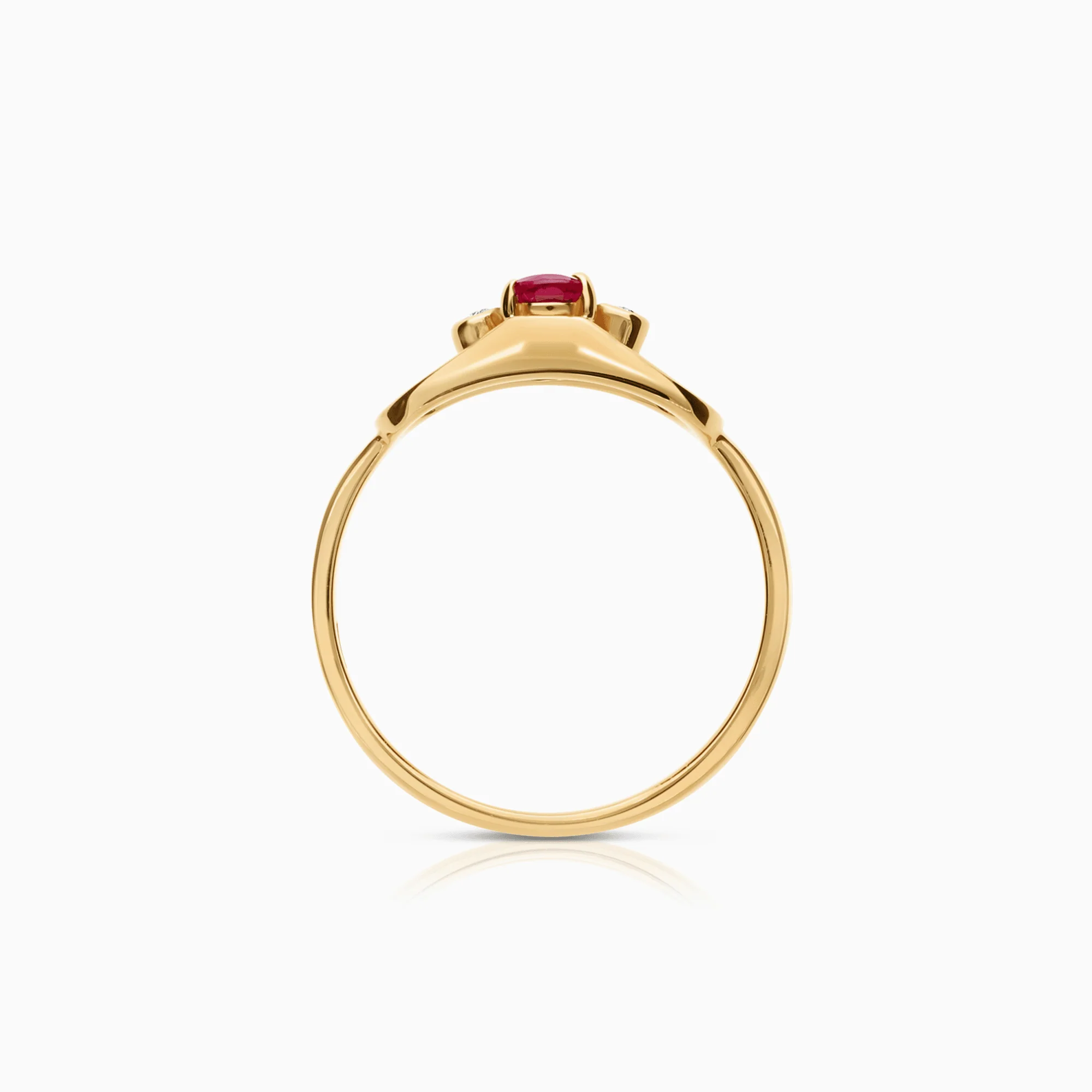 Gemstone ring with diamonds 0.04ct 18K gold - Image 2