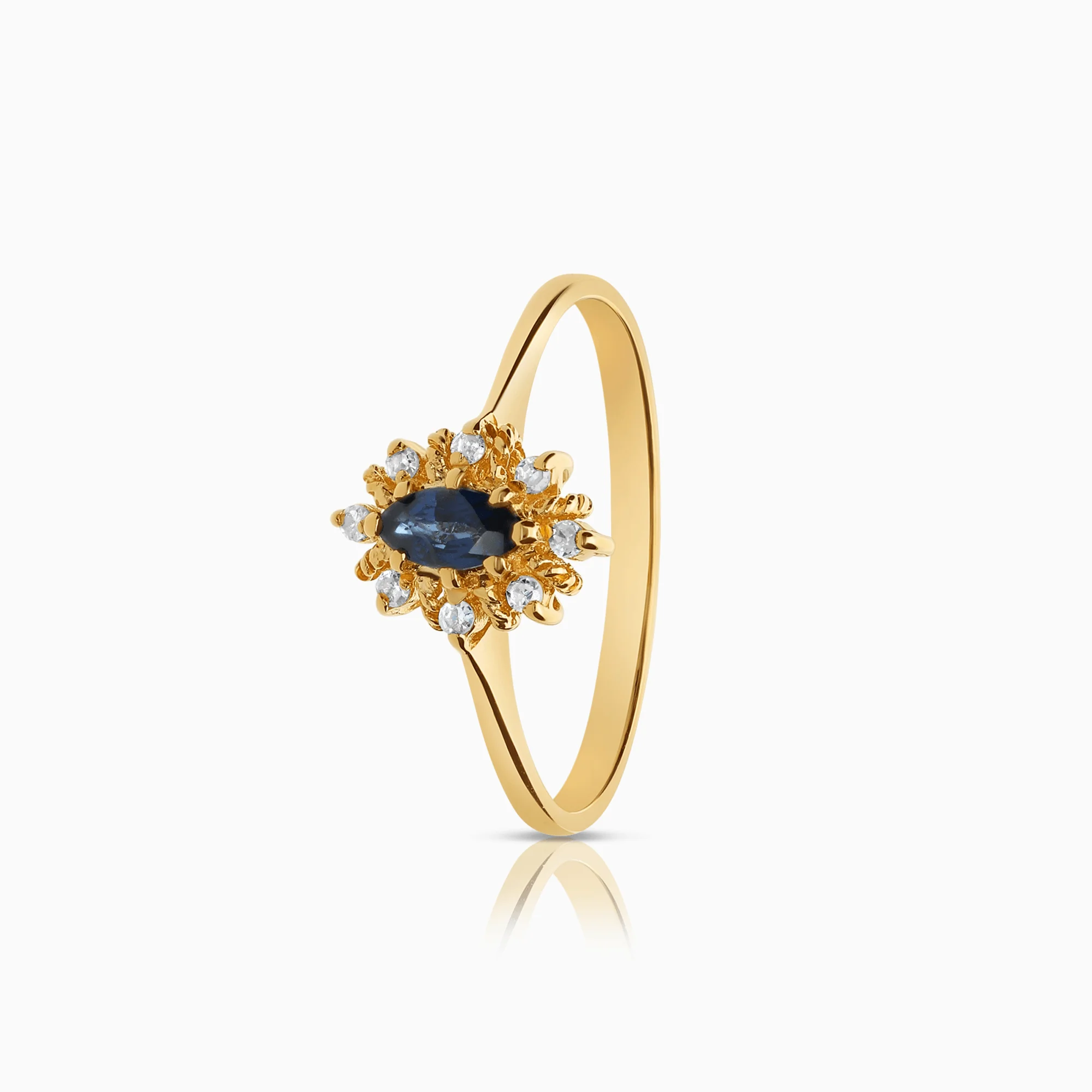Gemstone Ring with Diamonds 0.06ct 18K Gold