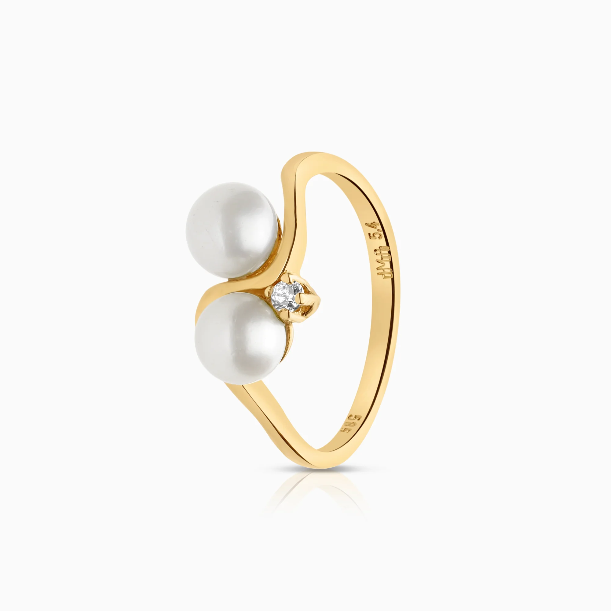 Gold ring cultured freshwater pearls 2.55g 14K gold