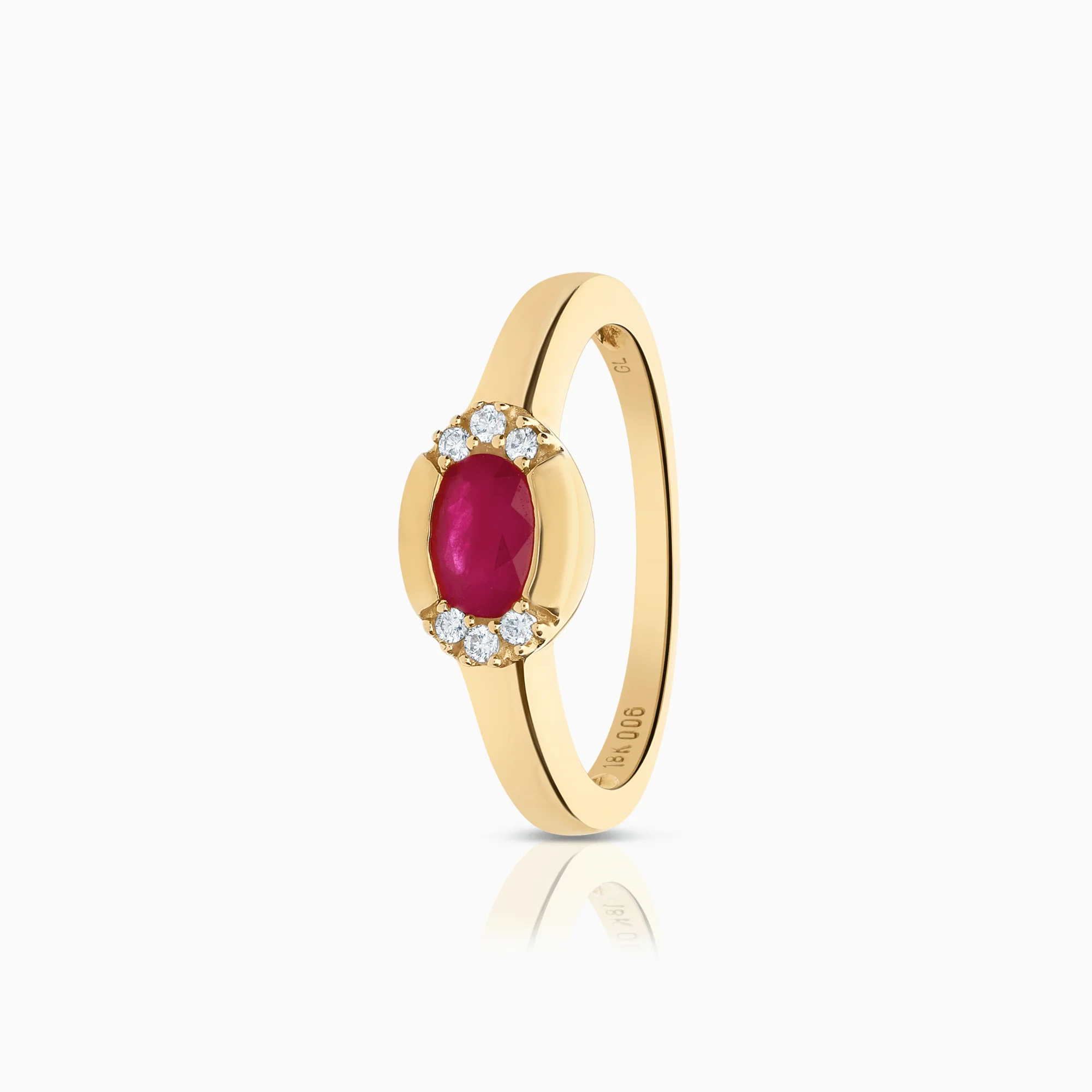 Gemstone ring ruby 0.50ct with diamonds 18K yellow gold