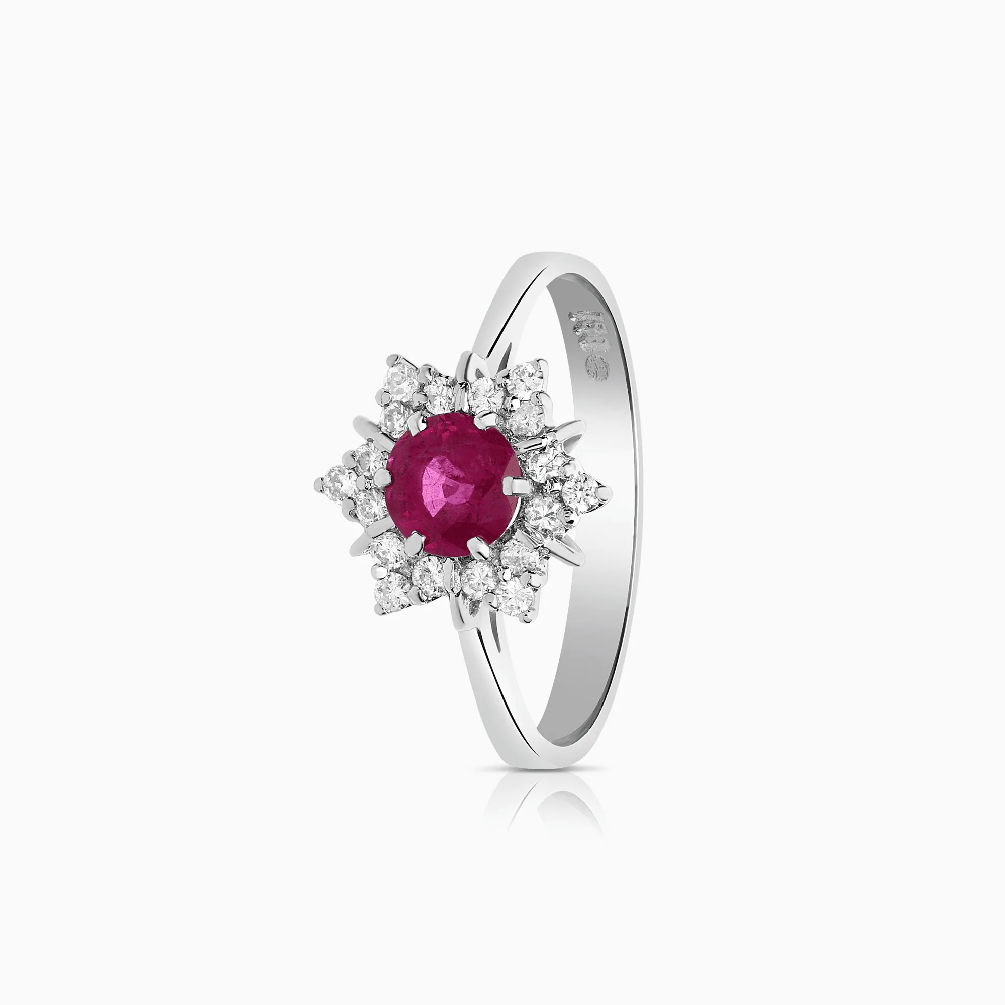 Ruby Gemstone Ring 0.60ct with Diamonds 18K White Gold