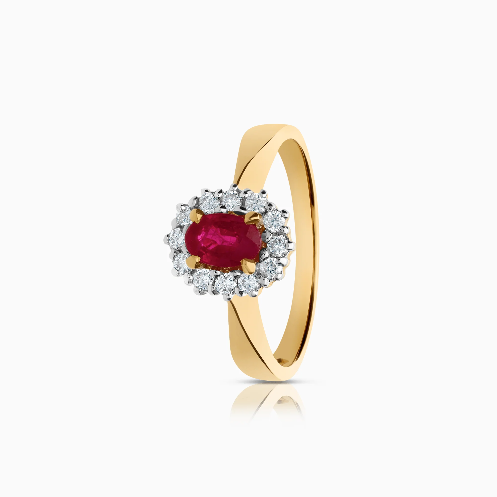 Gemstone ring ruby with diamonds 0.57ct 18K gold
