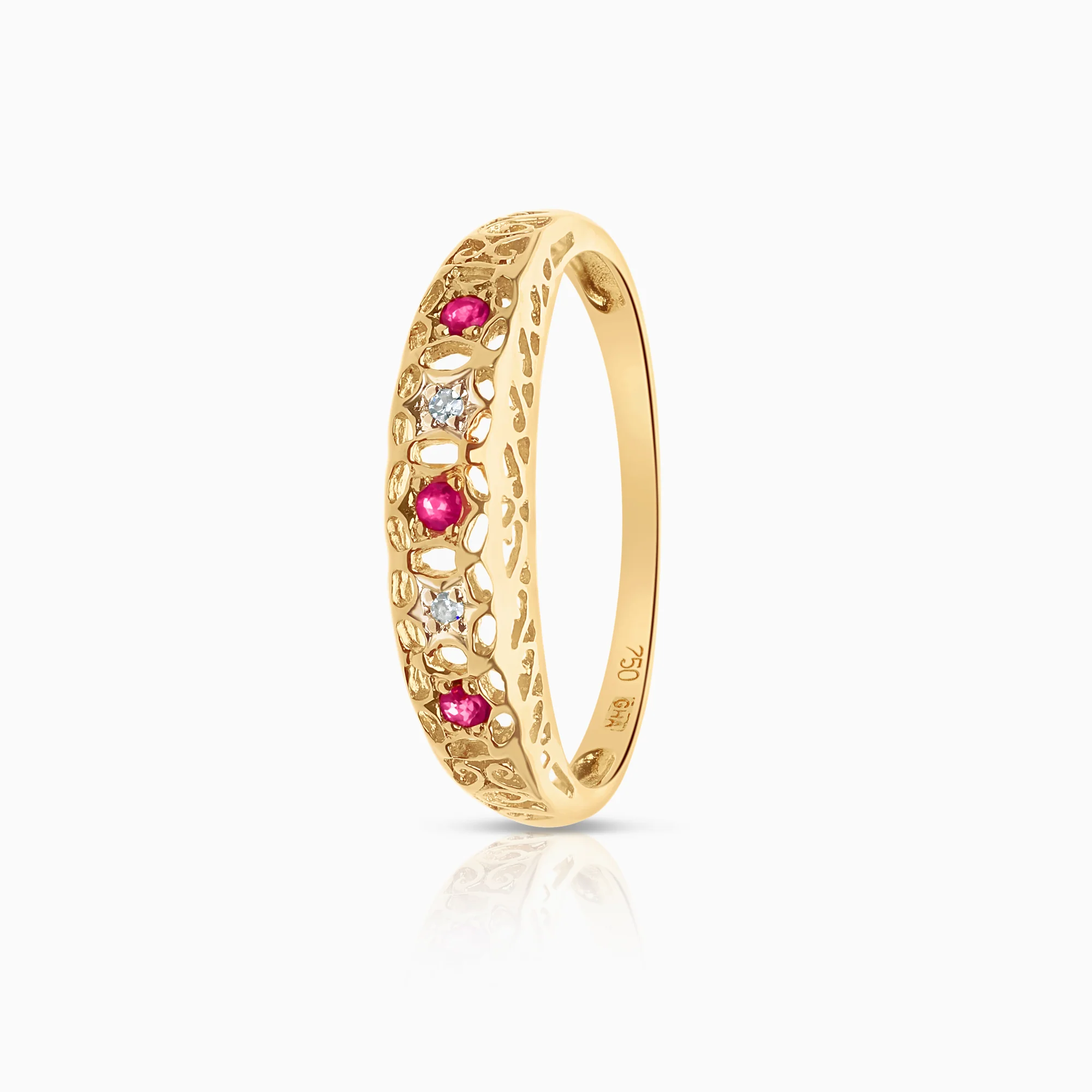 Gemstone ring rubies 1.42g 18K gold