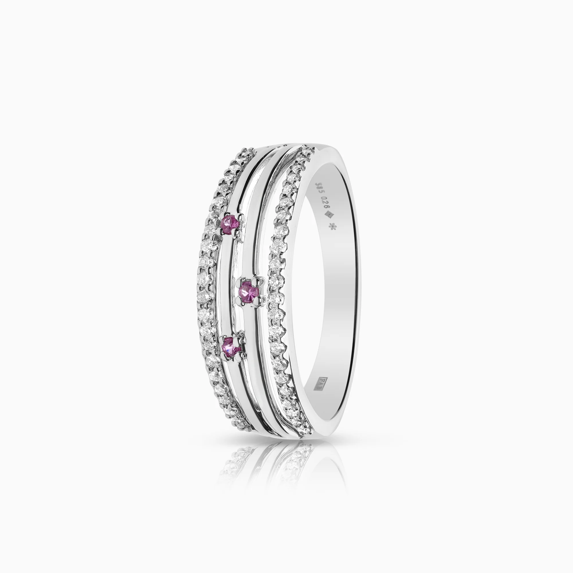 Gemstone ring rubies 3.75g 14K white gold