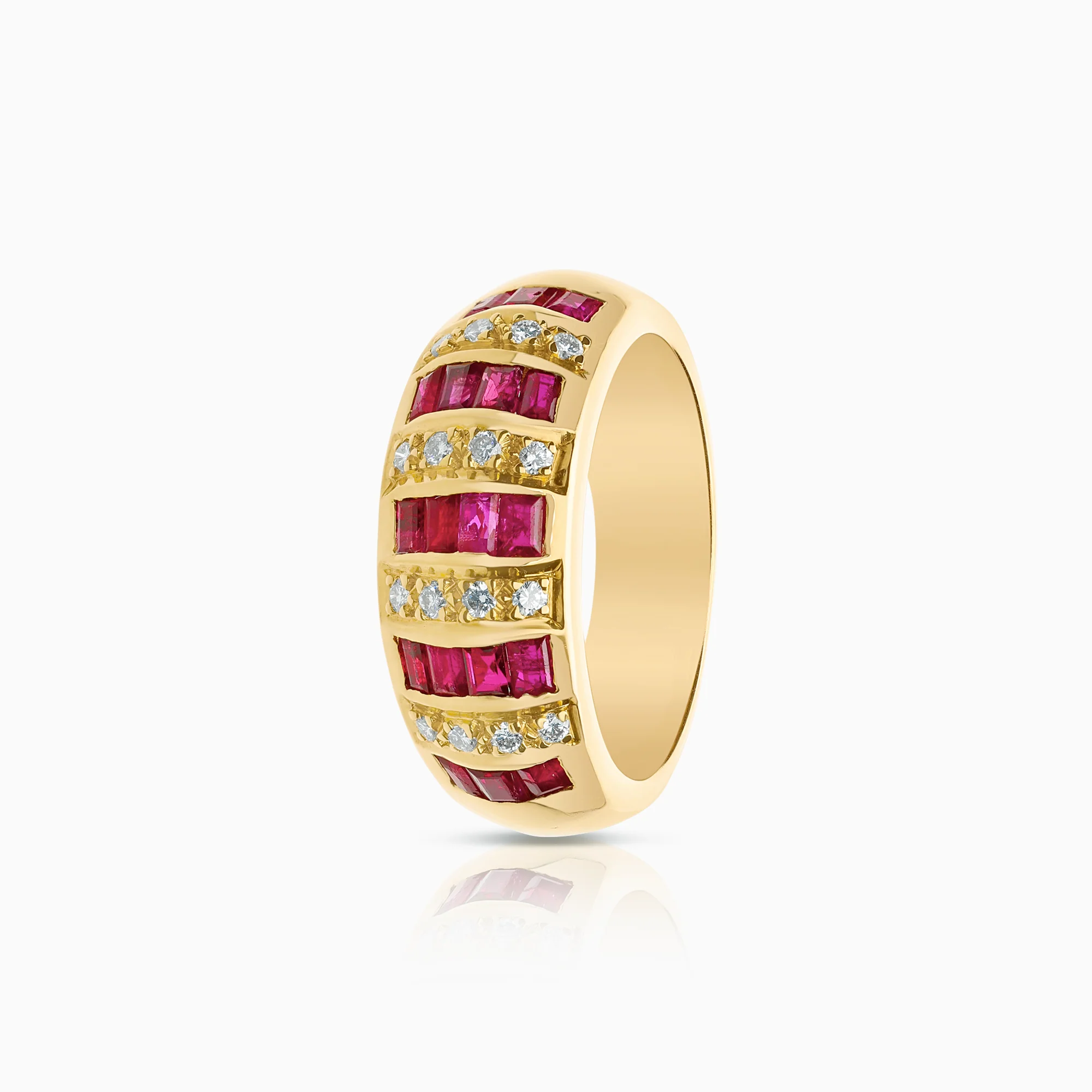 Gemstone ring rubies 9.42g 18K gold
