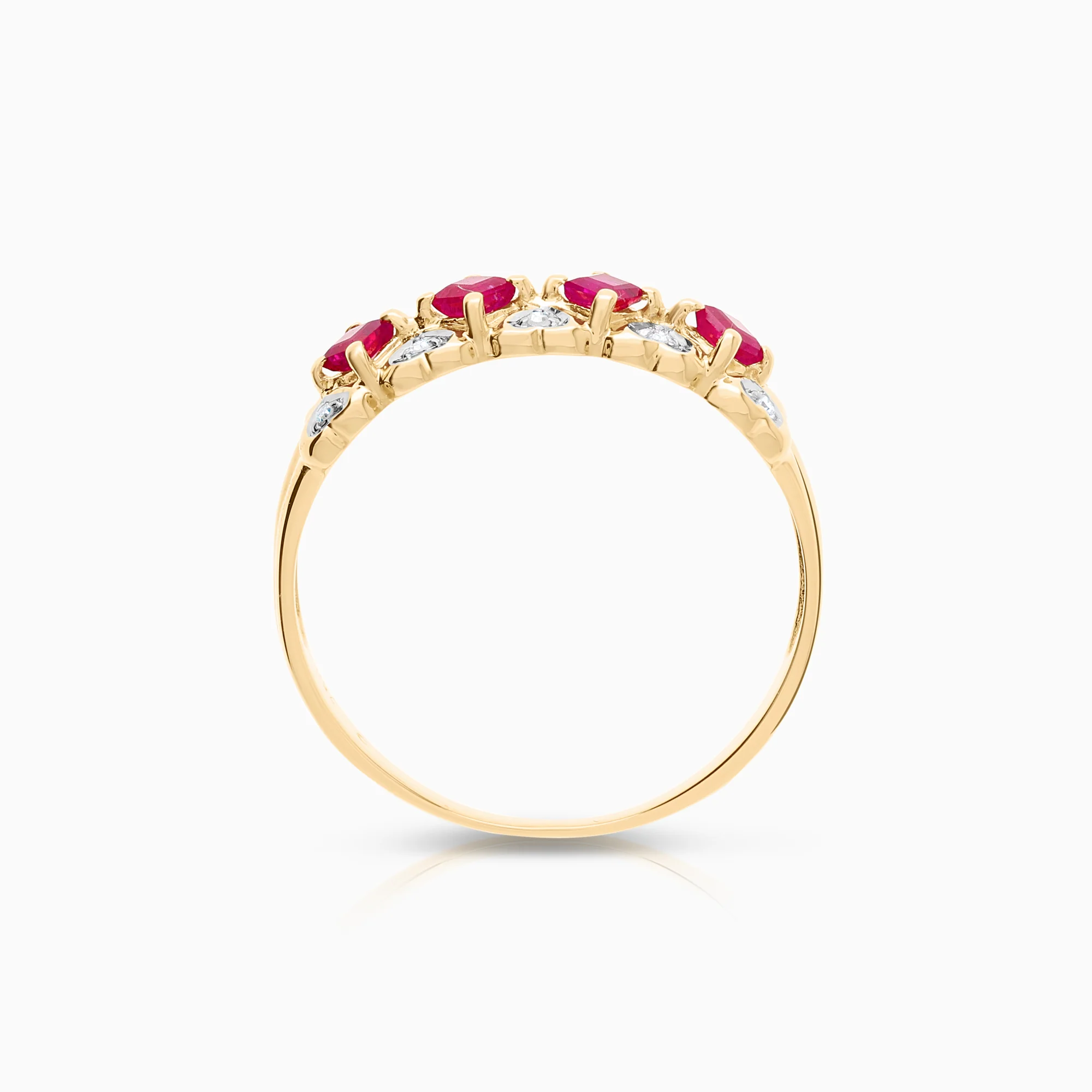 Gemstone ring with rubies and diamonds 0.05ct 18K gold - Image 2