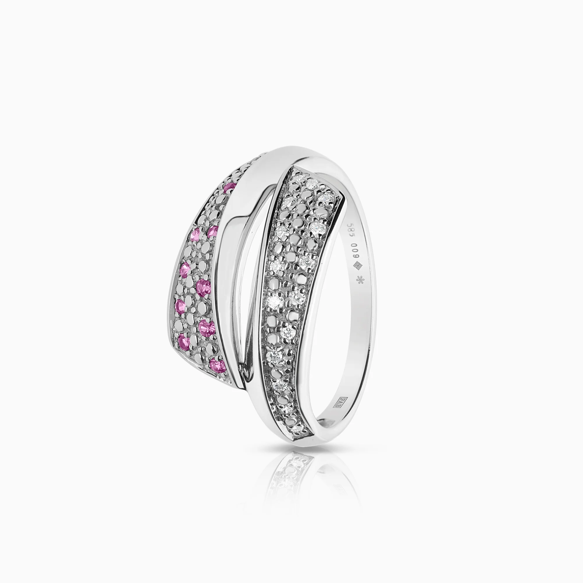 Gemstone ring rubies and diamonds 4.03g 14K white gold
